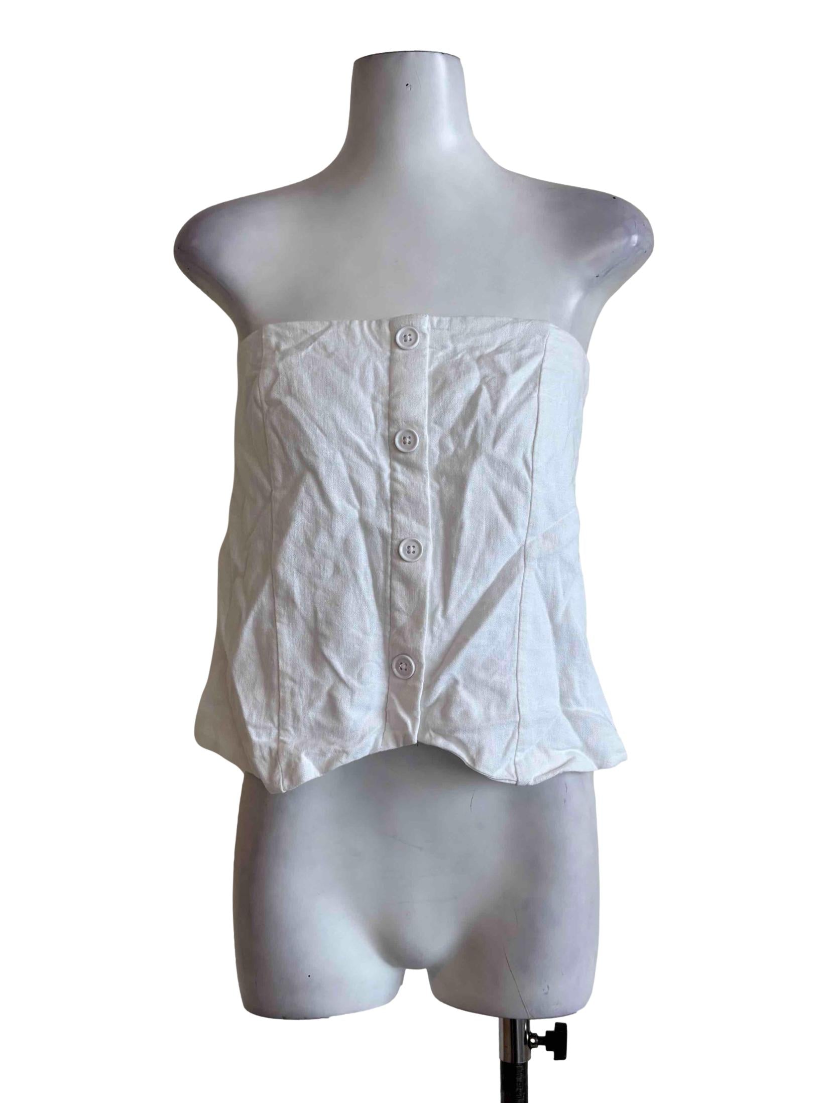 Powder White Linen Corset Top