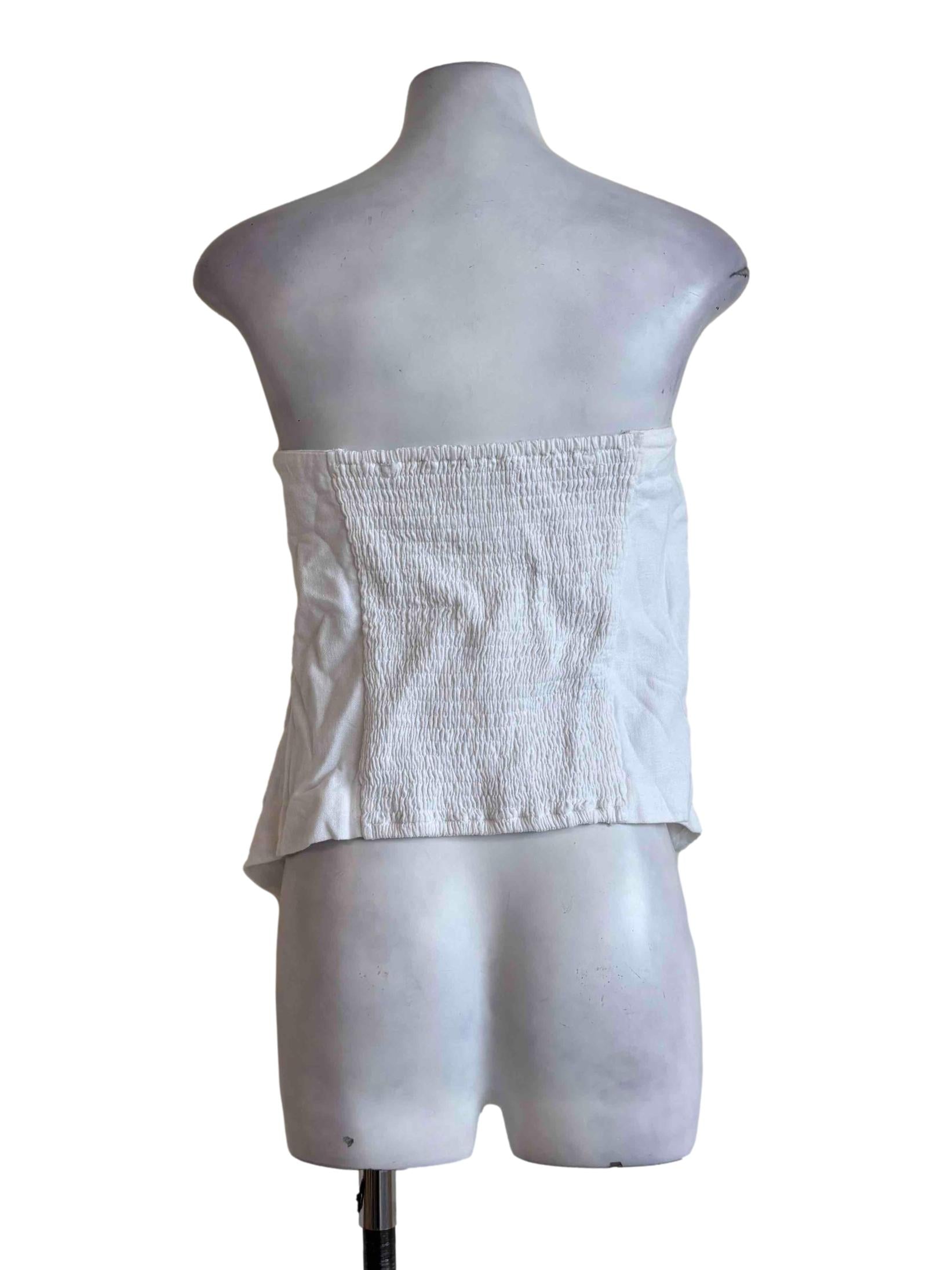 Powder White Linen Corset Top