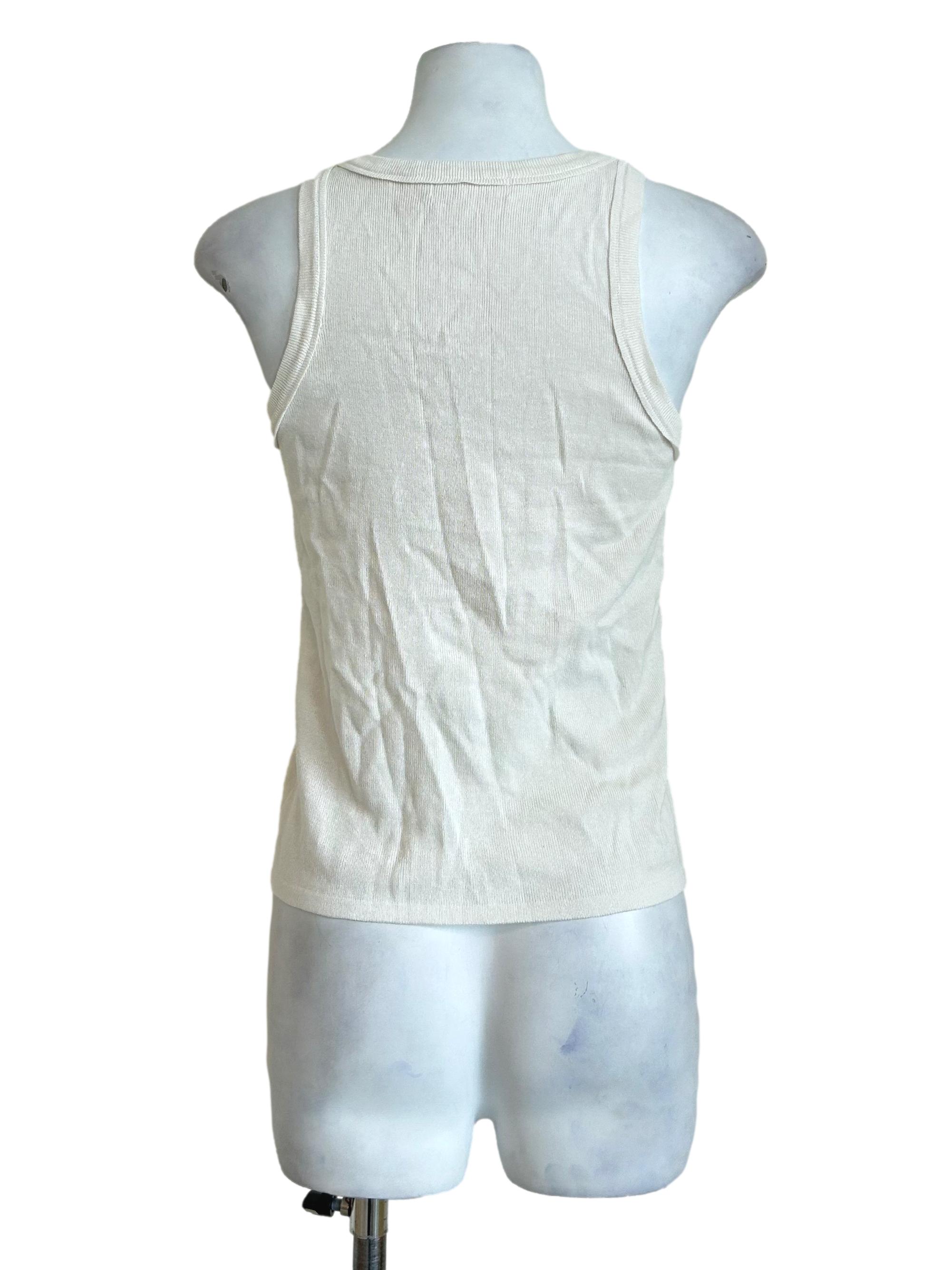 Off White Ribbed Tank Top