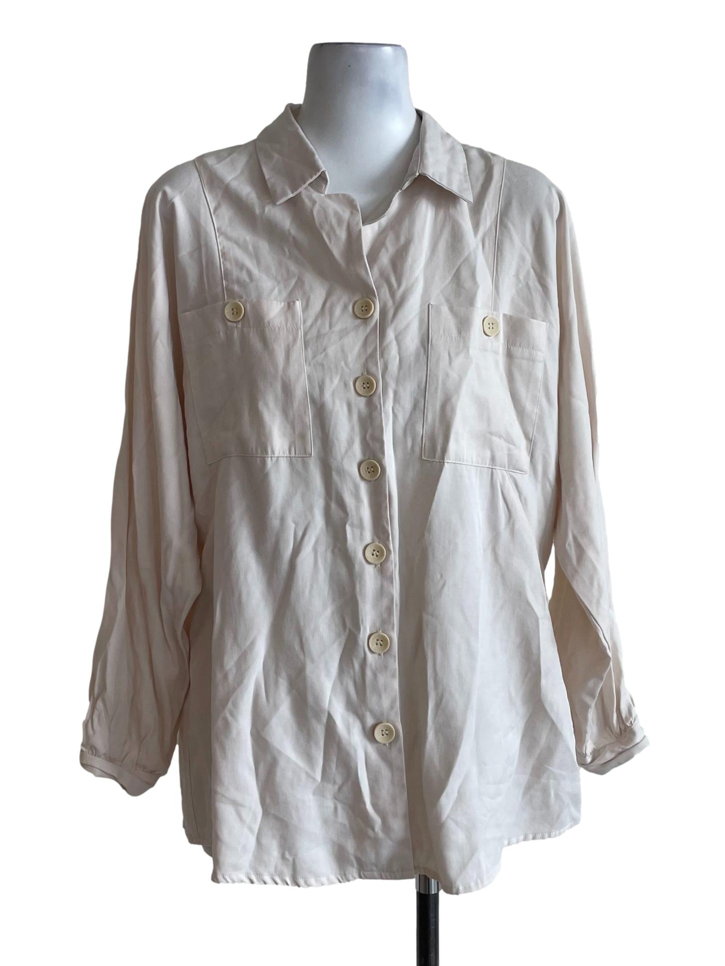 Beige Batwing Button Up Shirt