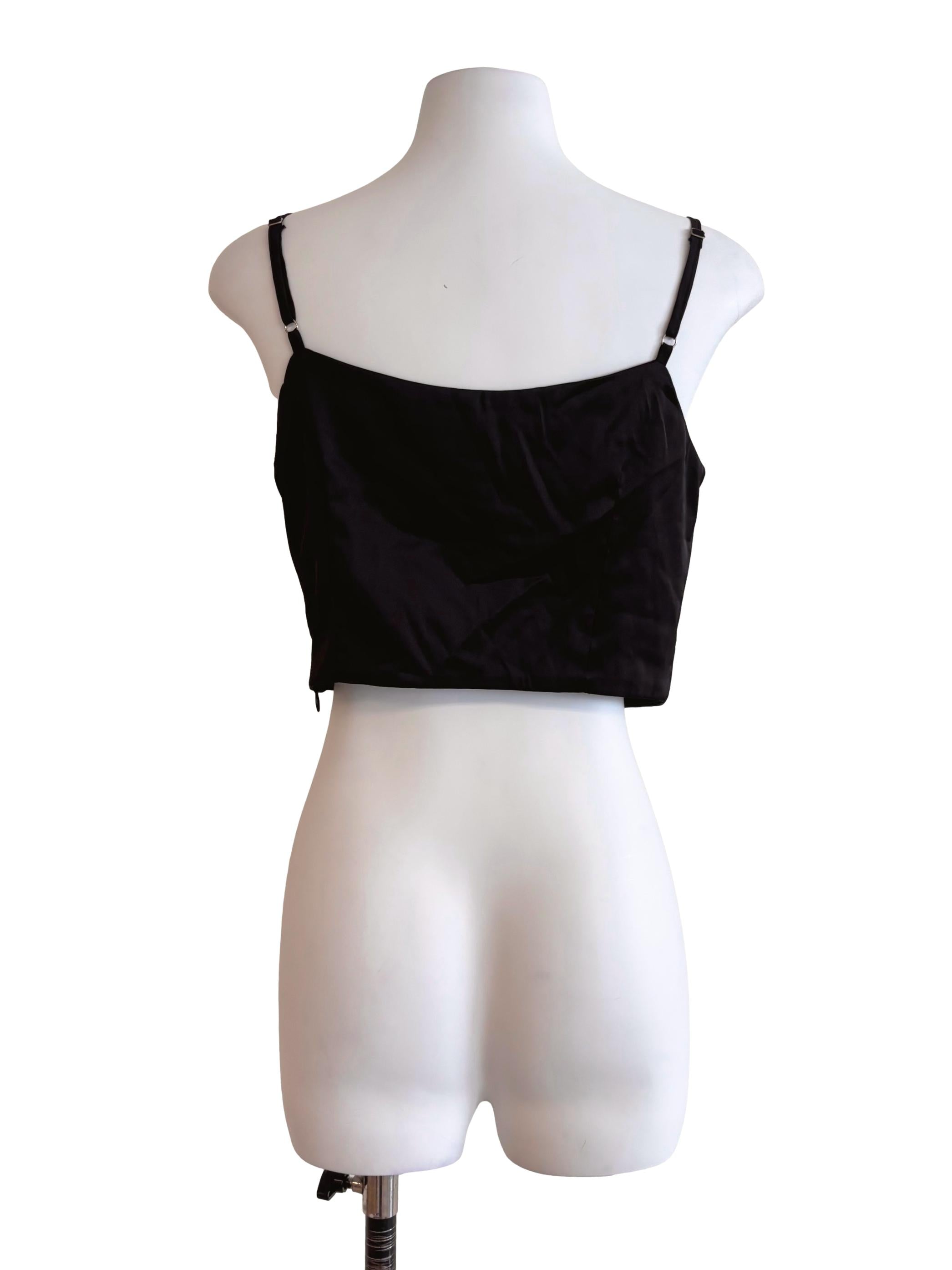 Oil Black Drape Crop Top YHF