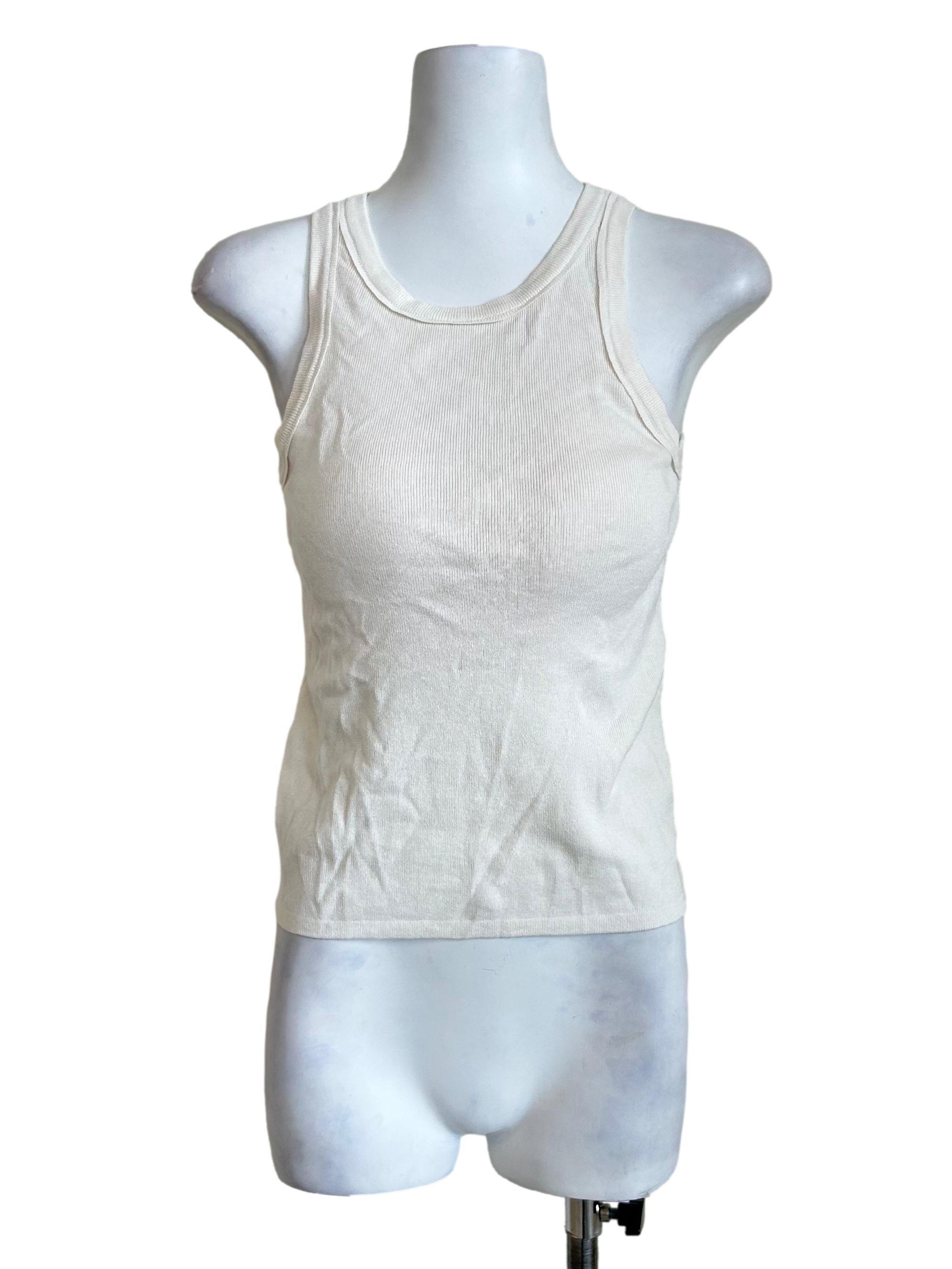 Off White Ribbed Tank Top