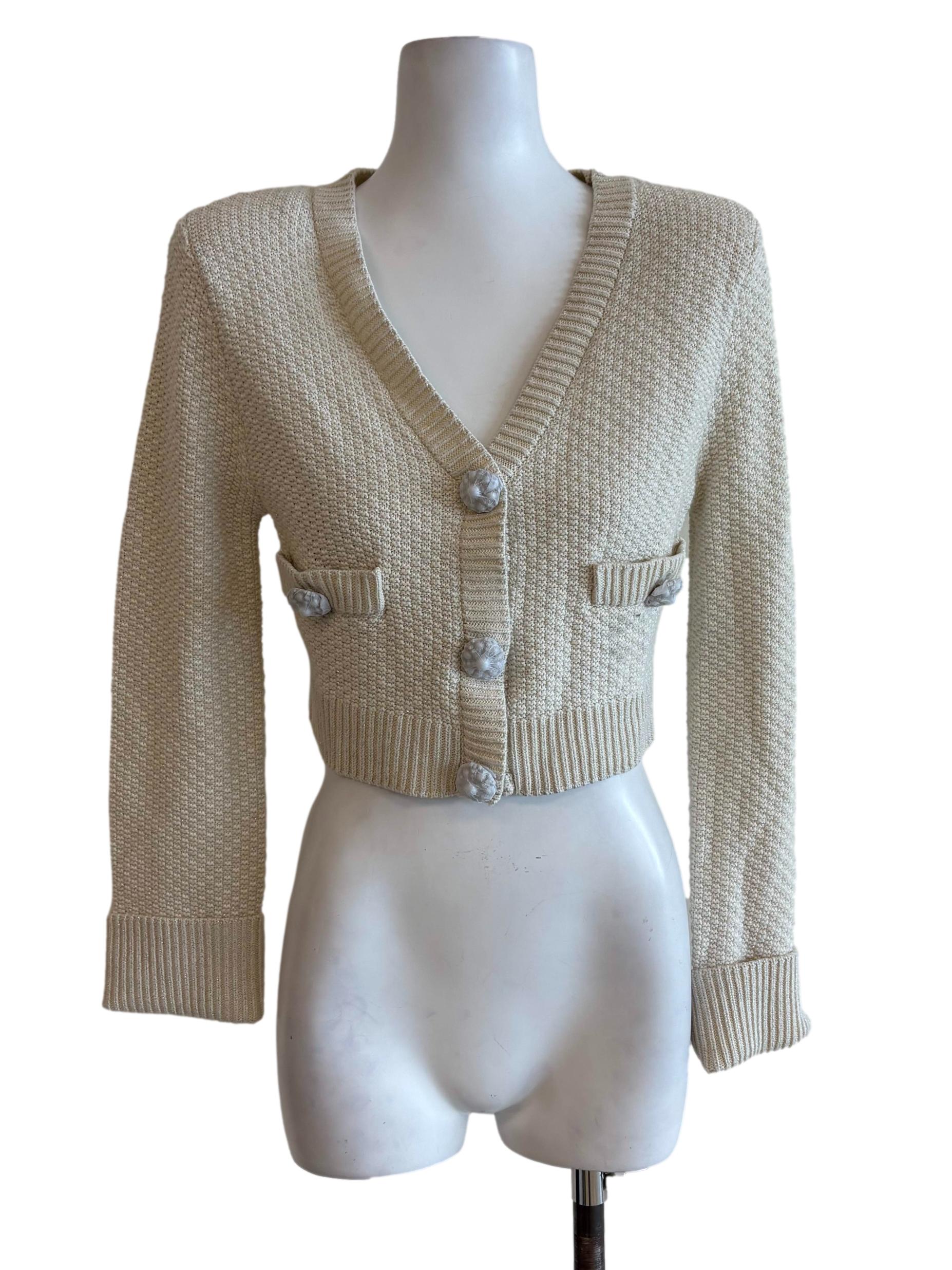 White Knitted Shimmery Cardigan