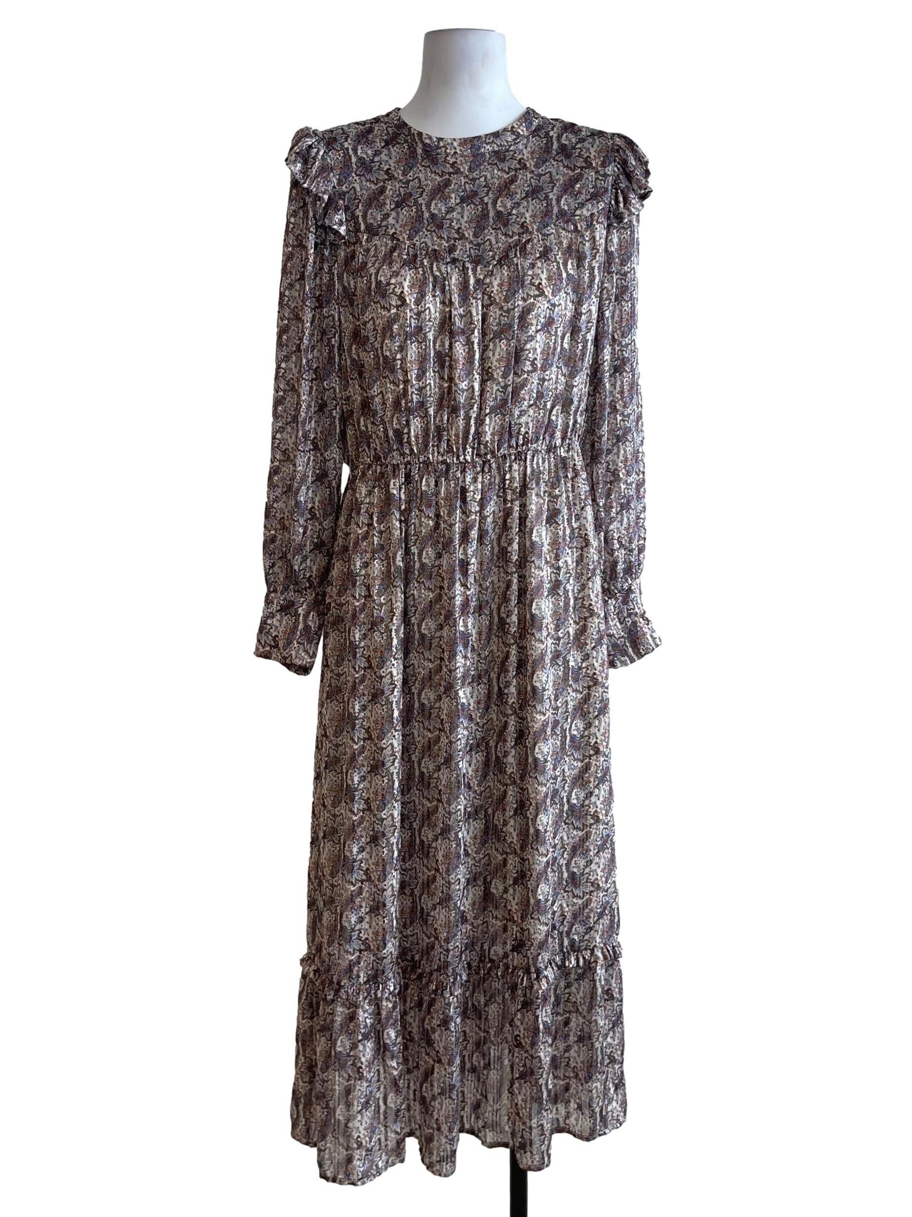 Cream Beige Abstract Empire Dress