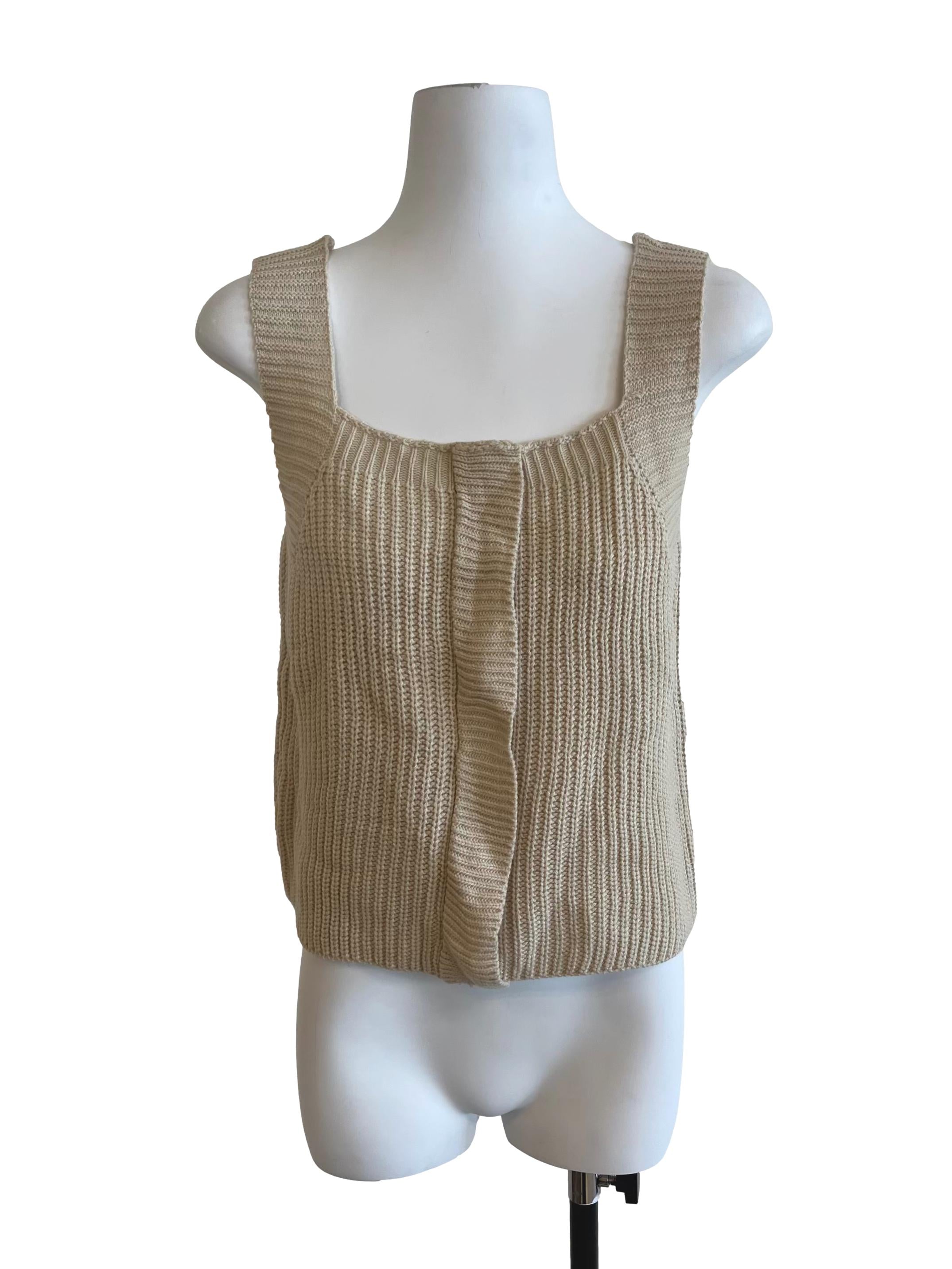 Beige Knitted Tank Top