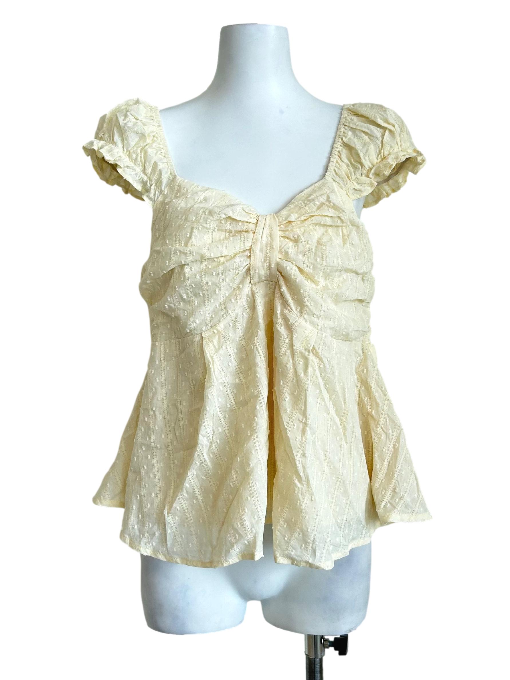 Light Yellow Sweetheart Peplum Blouse