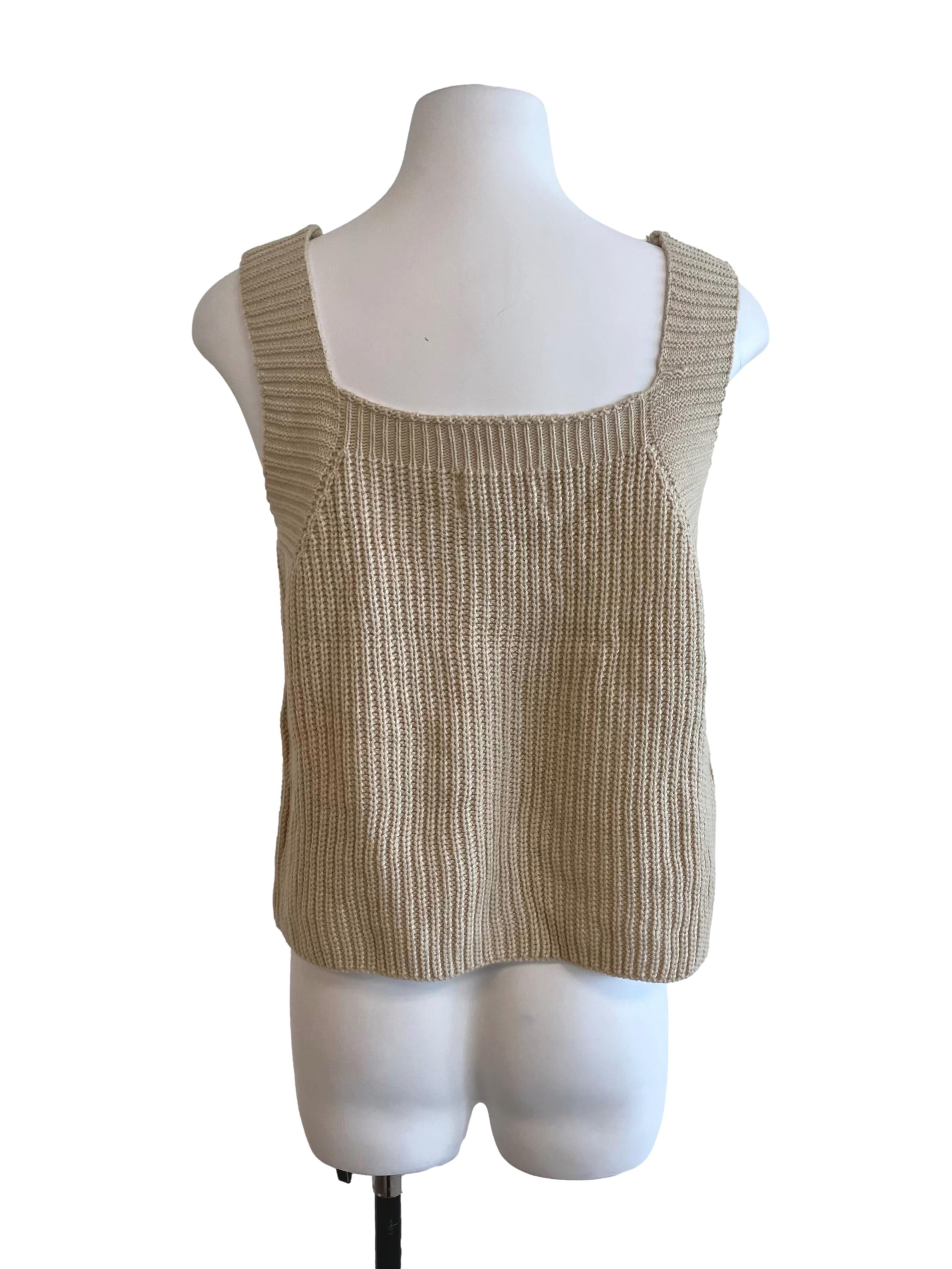 Beige Knitted Tank Top