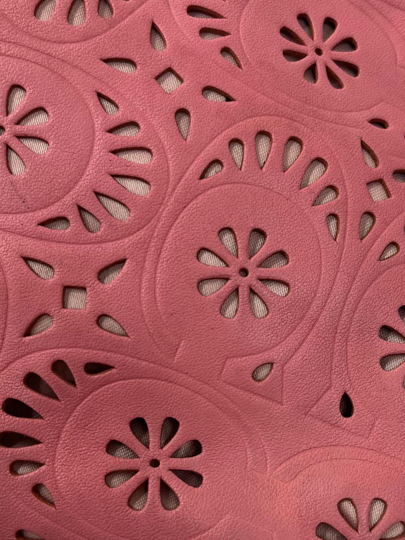 Vintage Pink Ashley Lace Leather Large Wristlet