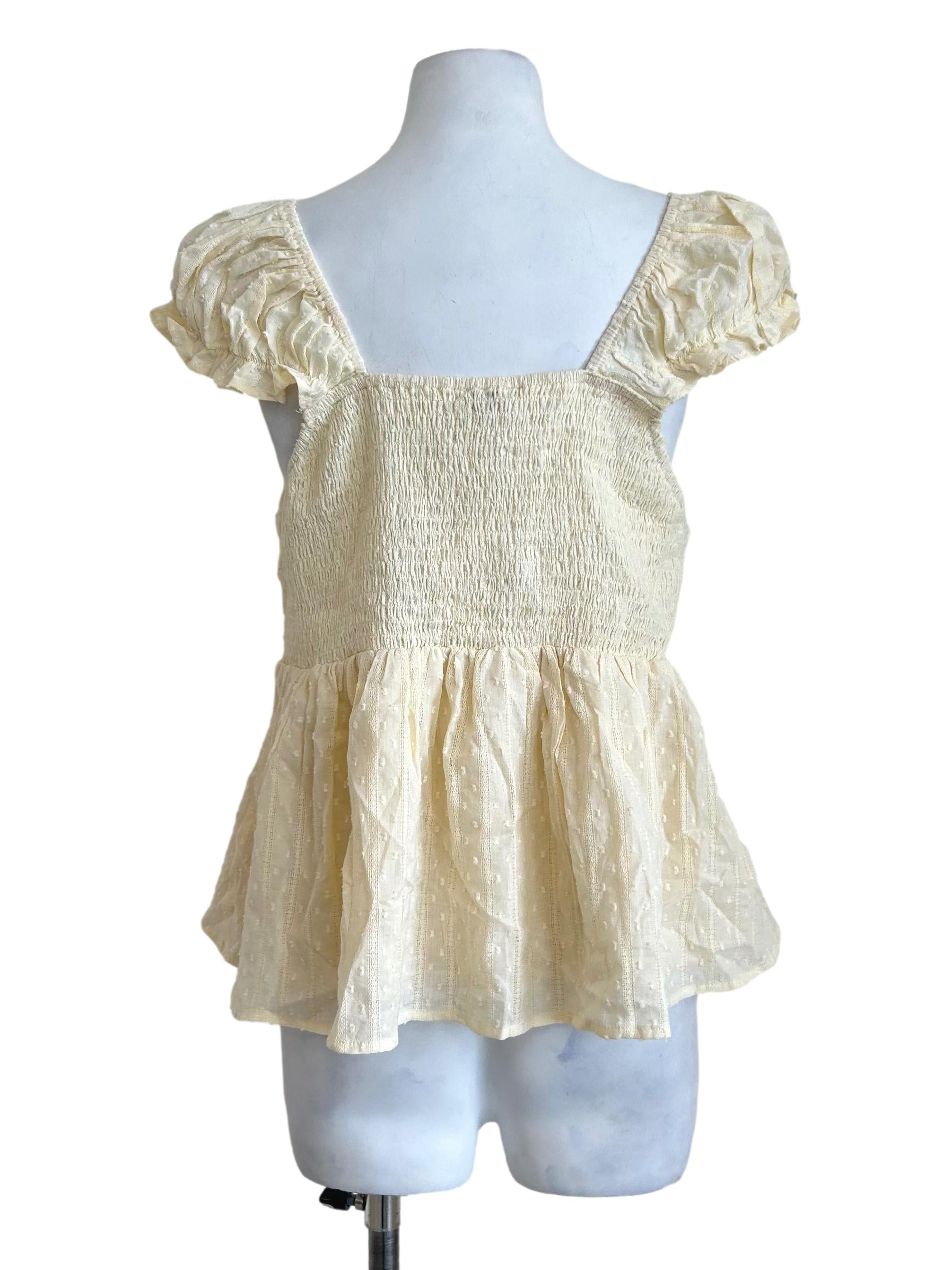 Light Yellow Sweetheart Peplum Blouse