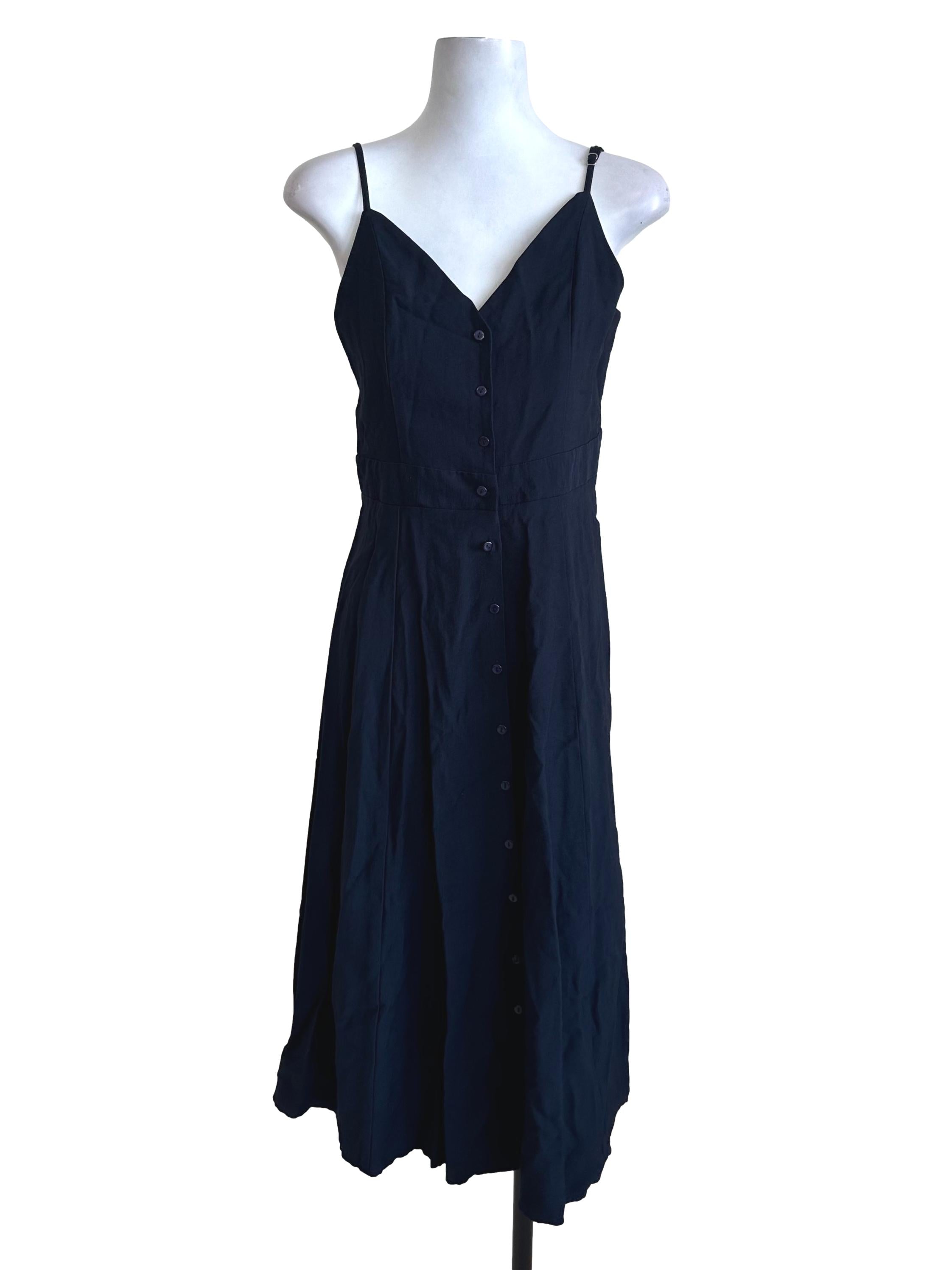 Navy Blue Sweetheart Button Dress