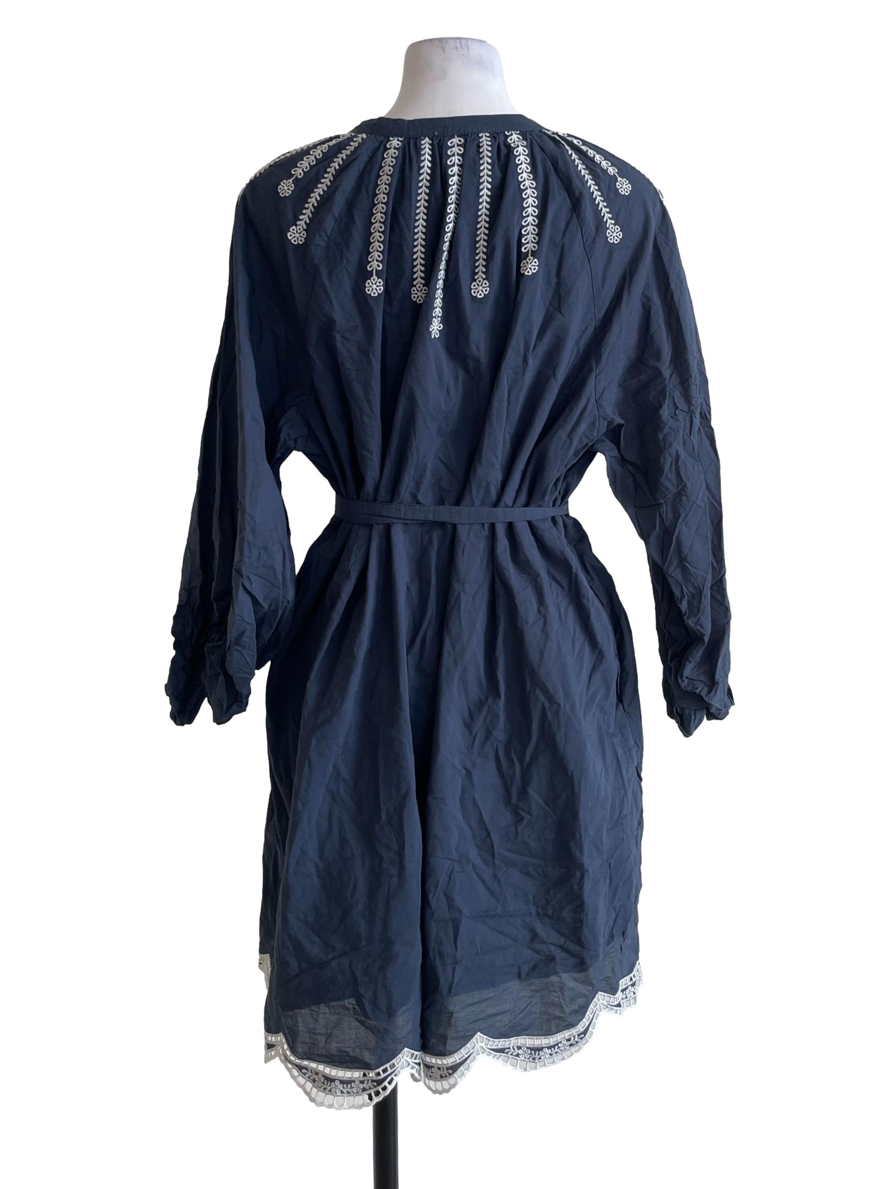 Aegean Blue With White Embroidery Top