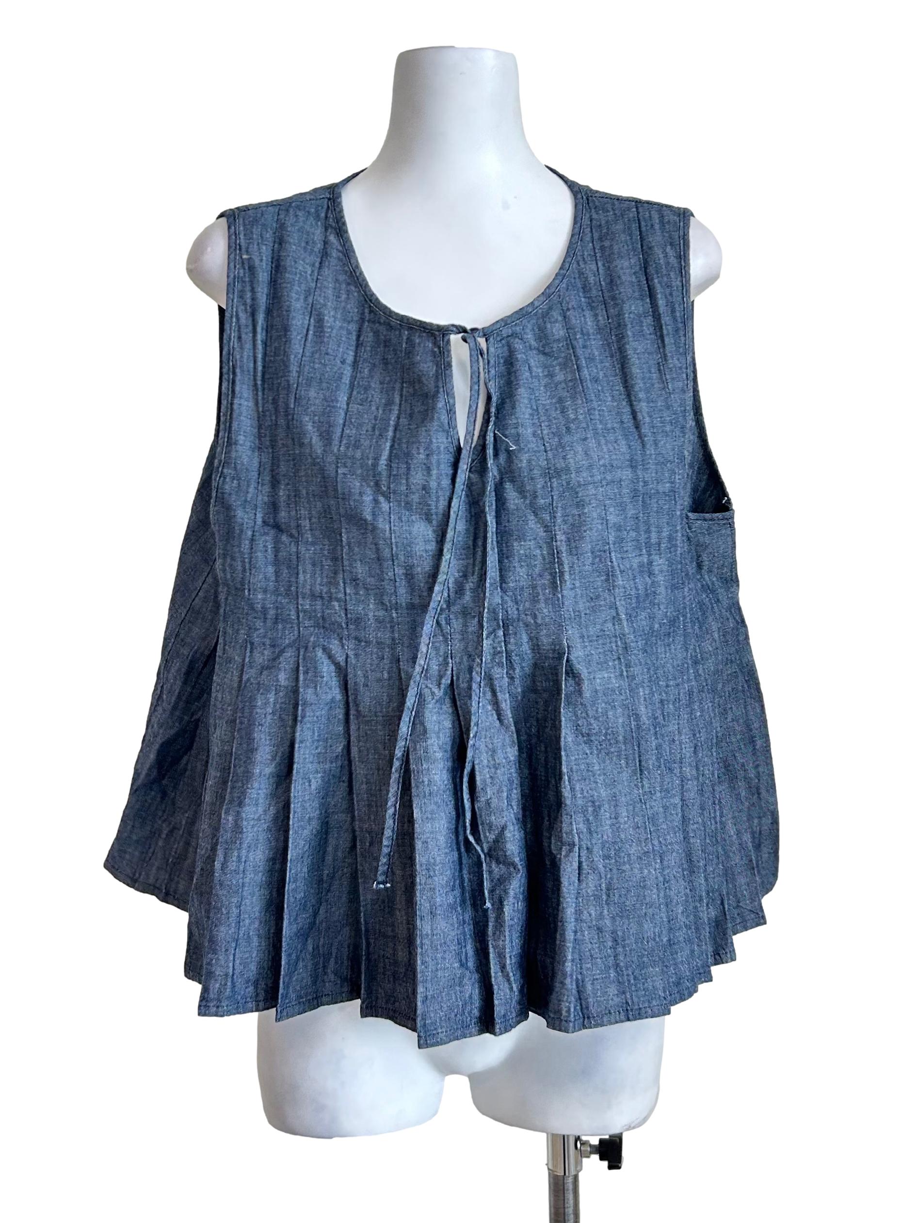 Blue Denim Pleated Vest Top