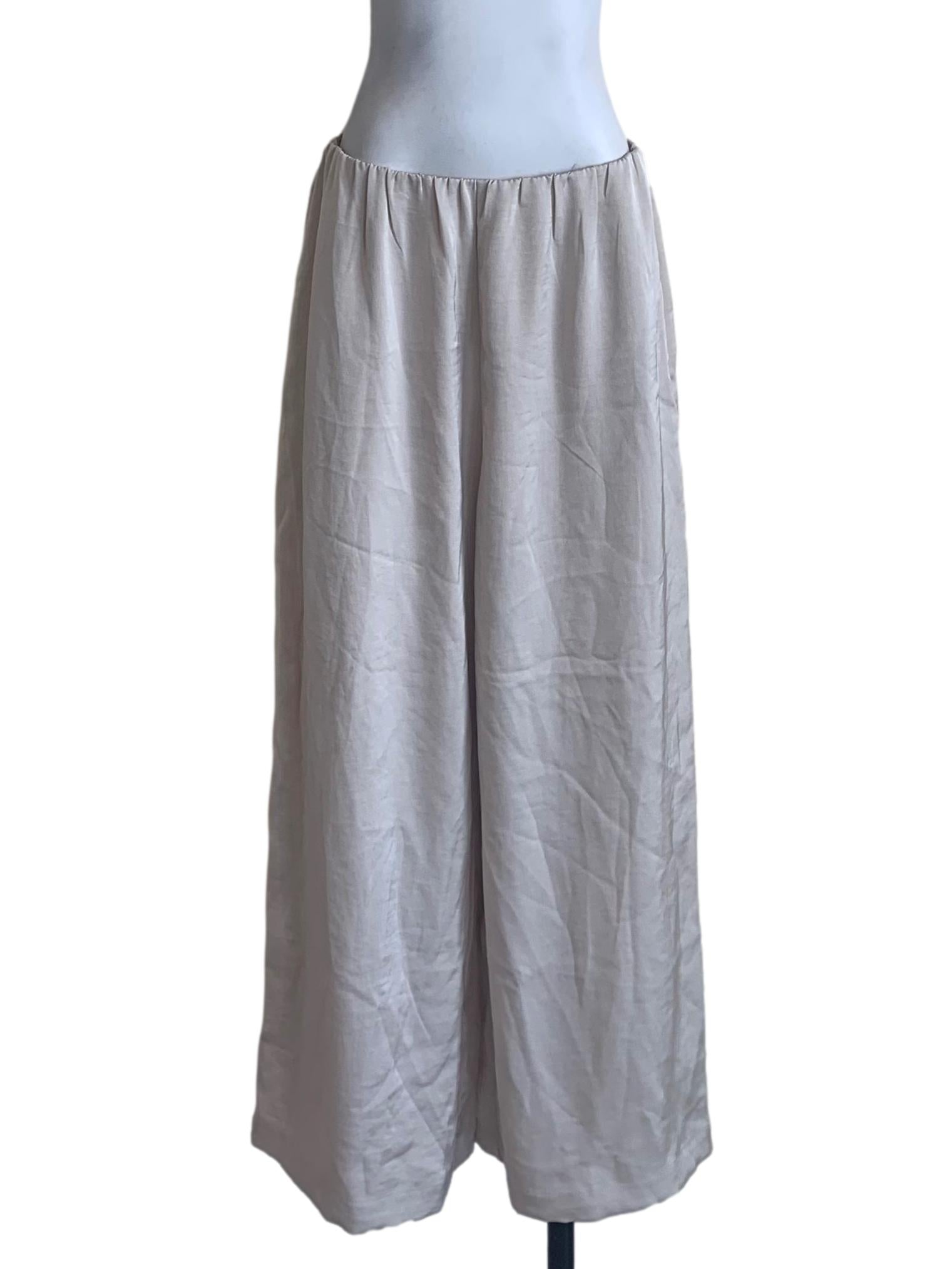 Bone Beige Wide Leg Pants