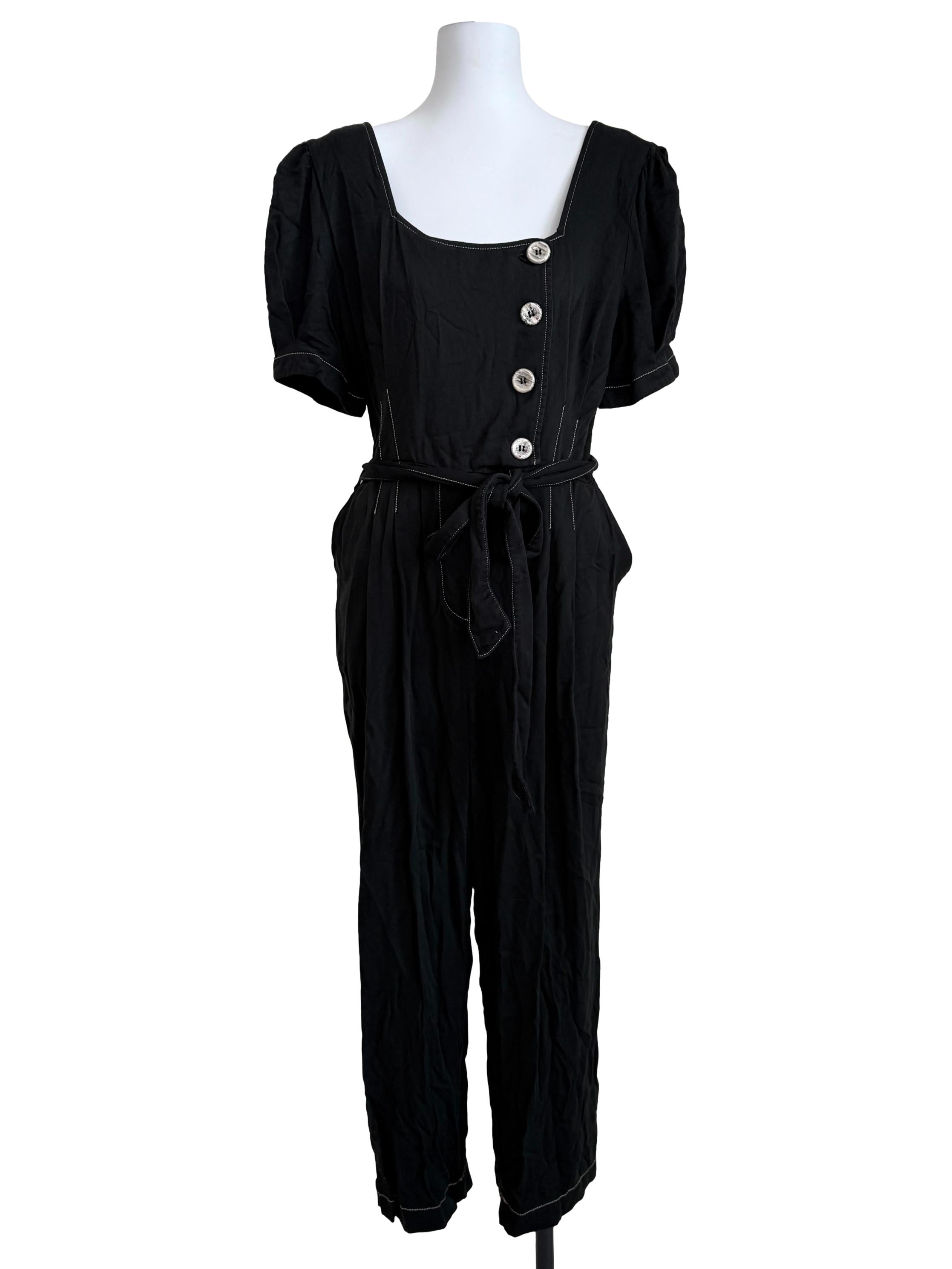 Charcoal Black Short Sleeves Jumpsuit