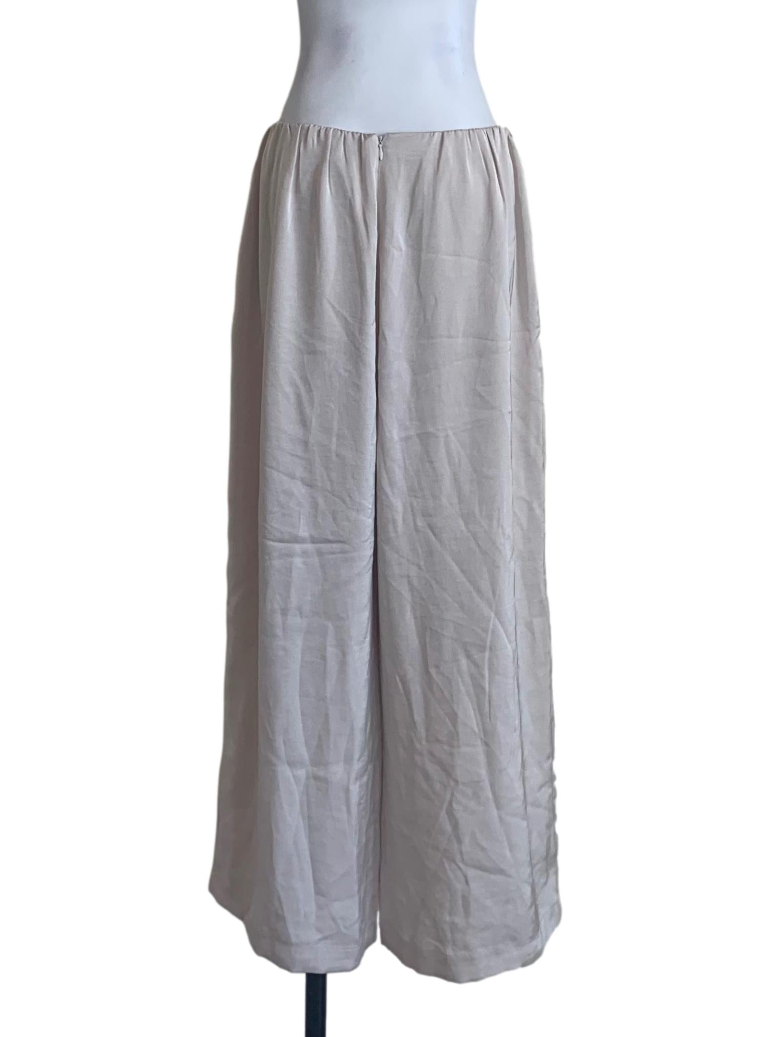 Bone Beige Wide Leg Pants