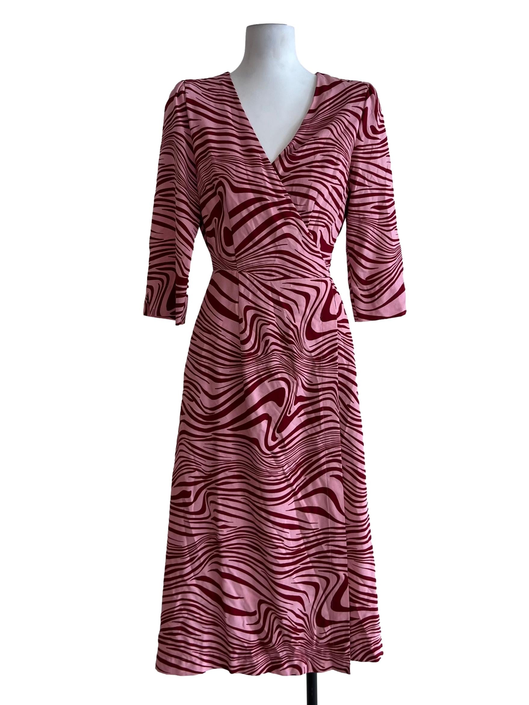 Rose Pink Abstract Wrap Dress
