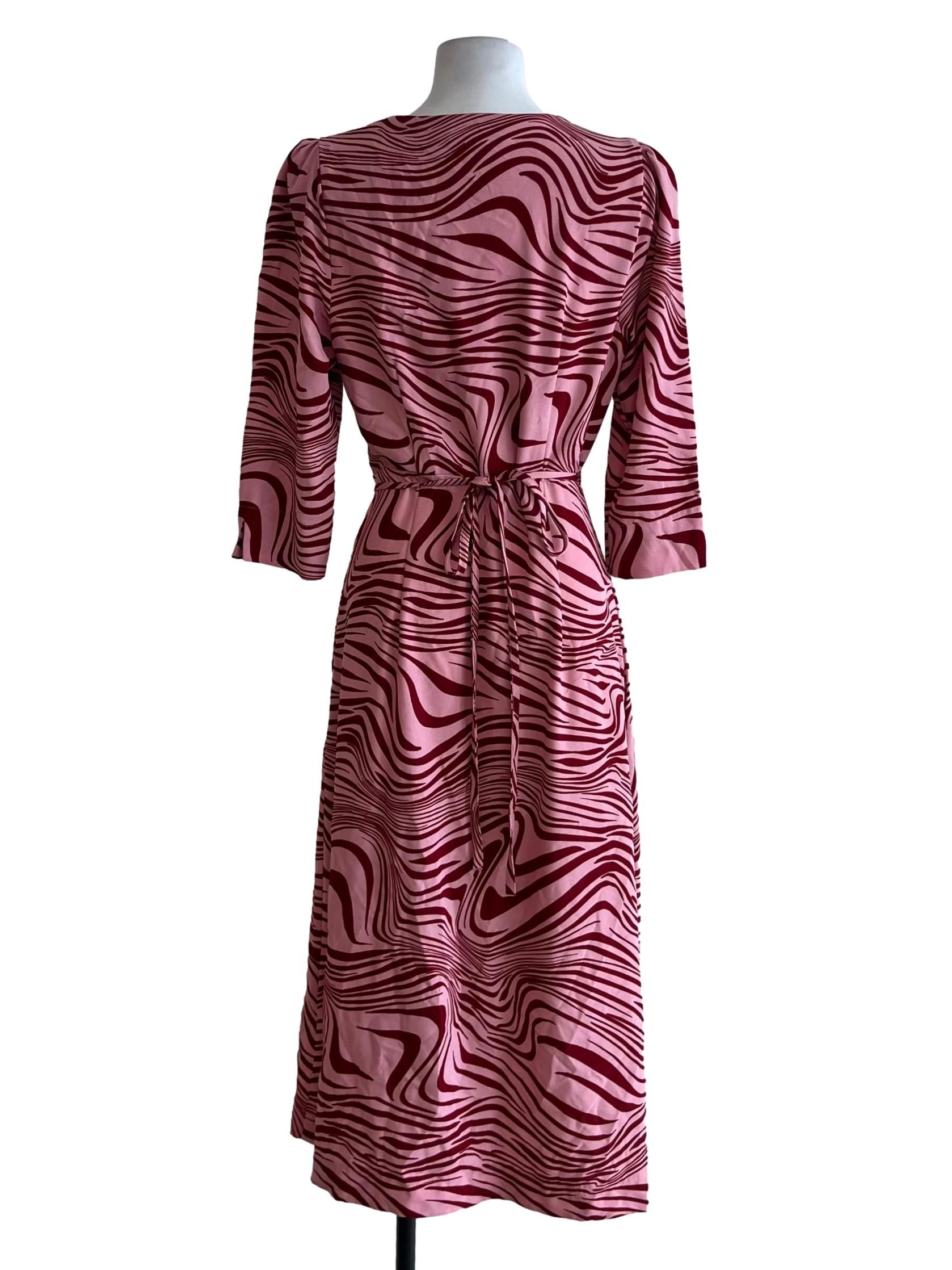 Rose Pink Abstract Wrap Dress