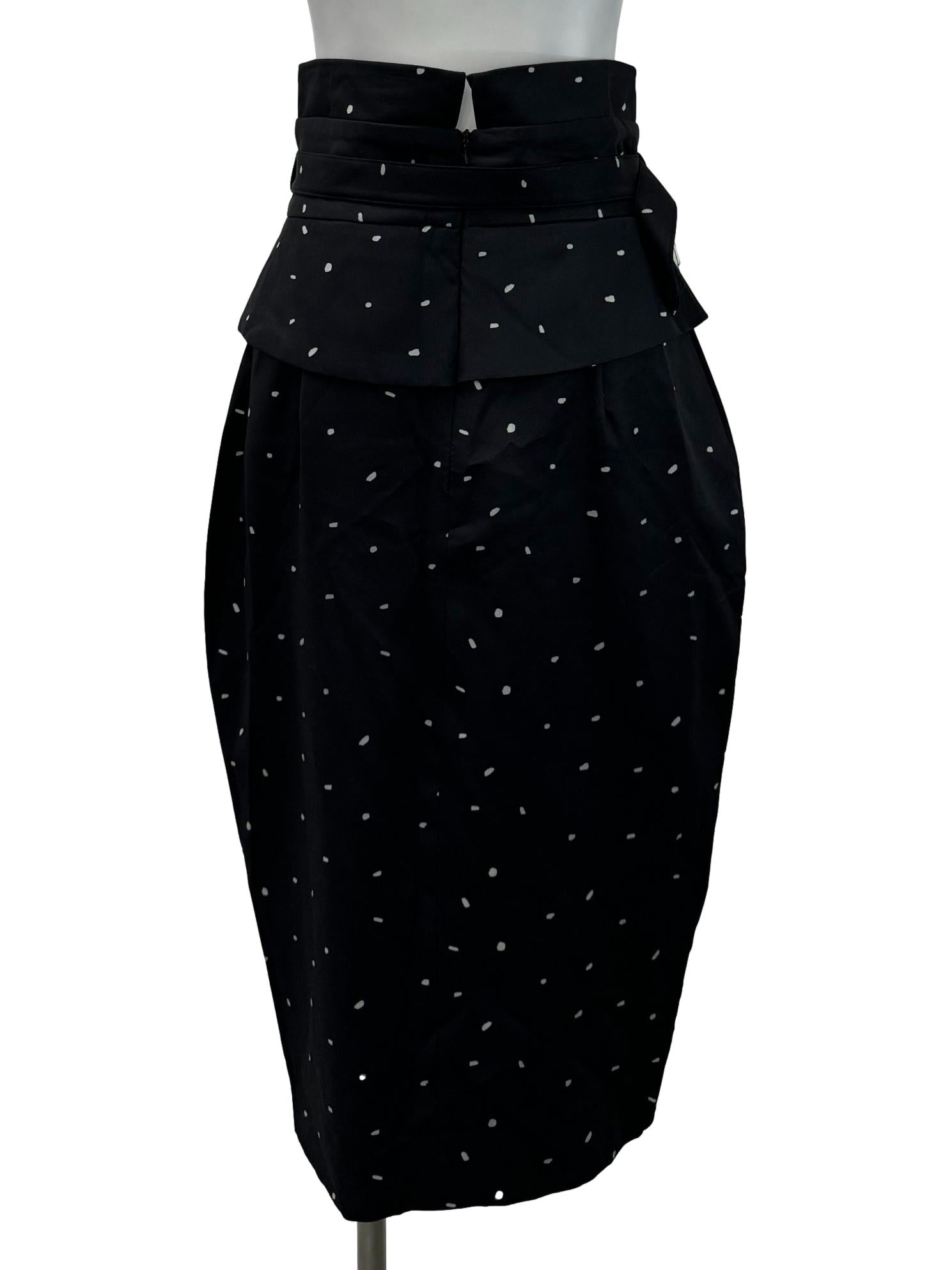 Navy Patterned Pencil Skirt