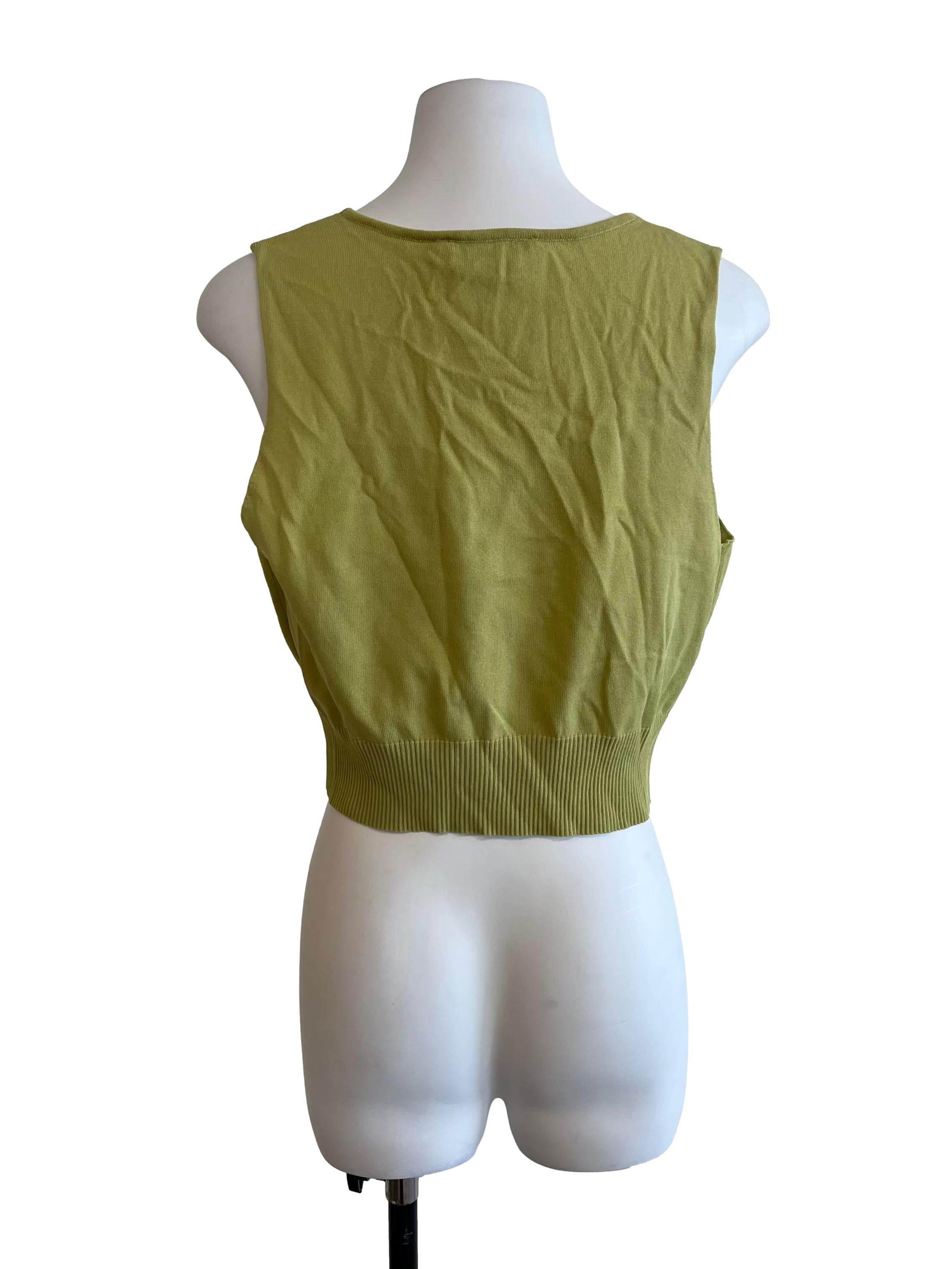 Lime Green V Neck Knitted Crop Top