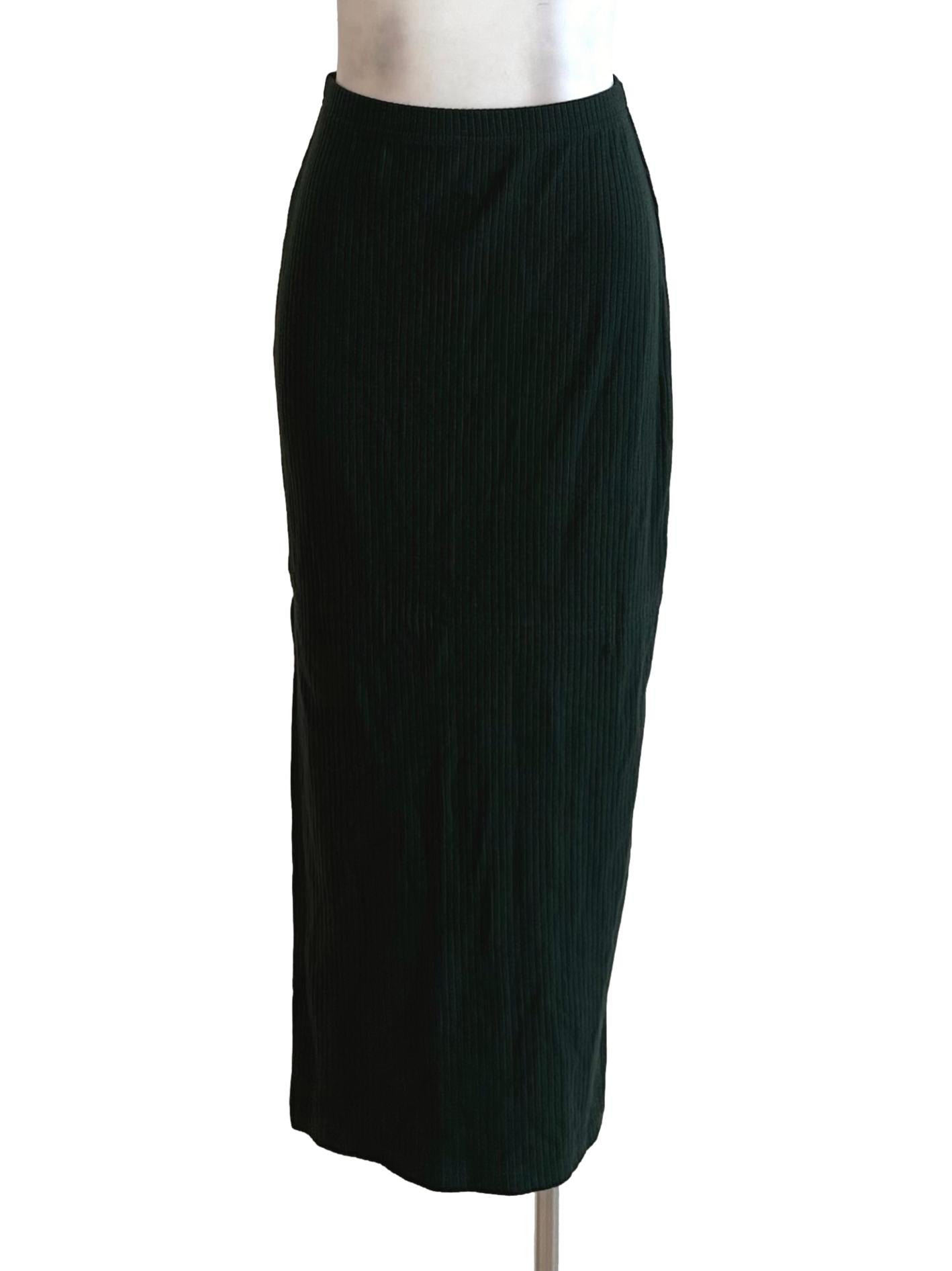 Dark Green Knit Pencil Skirt