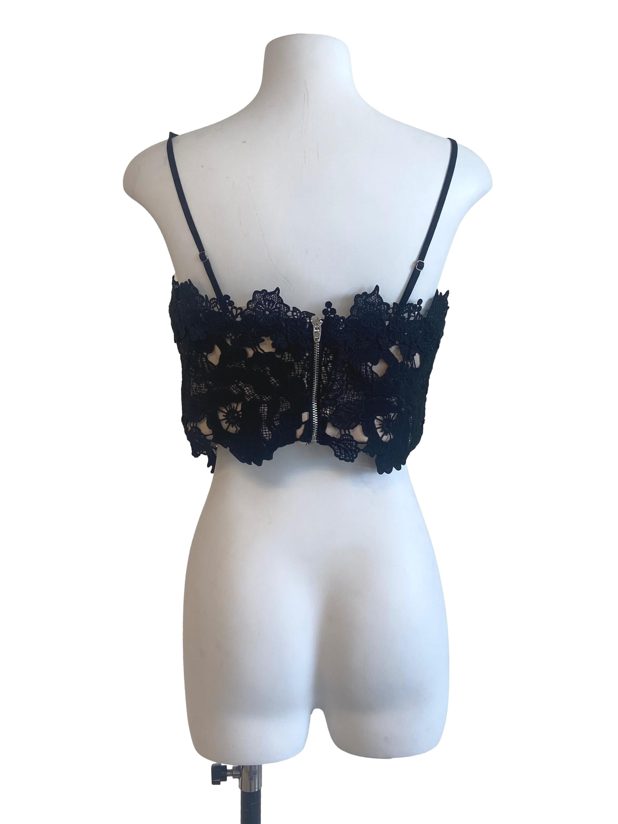 Black Floral Lace Crop Top