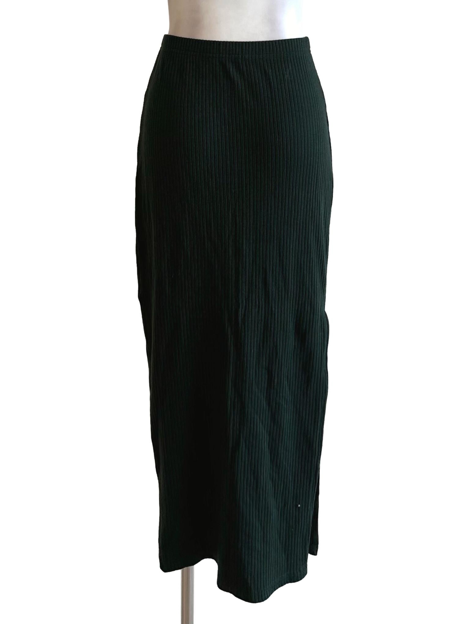 Dark Green Knit Pencil Skirt