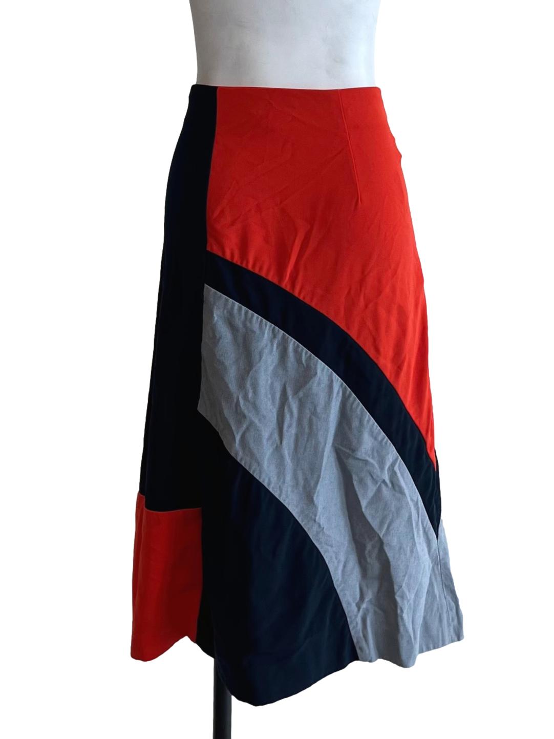 Orange High Waisted A-Line Skirt