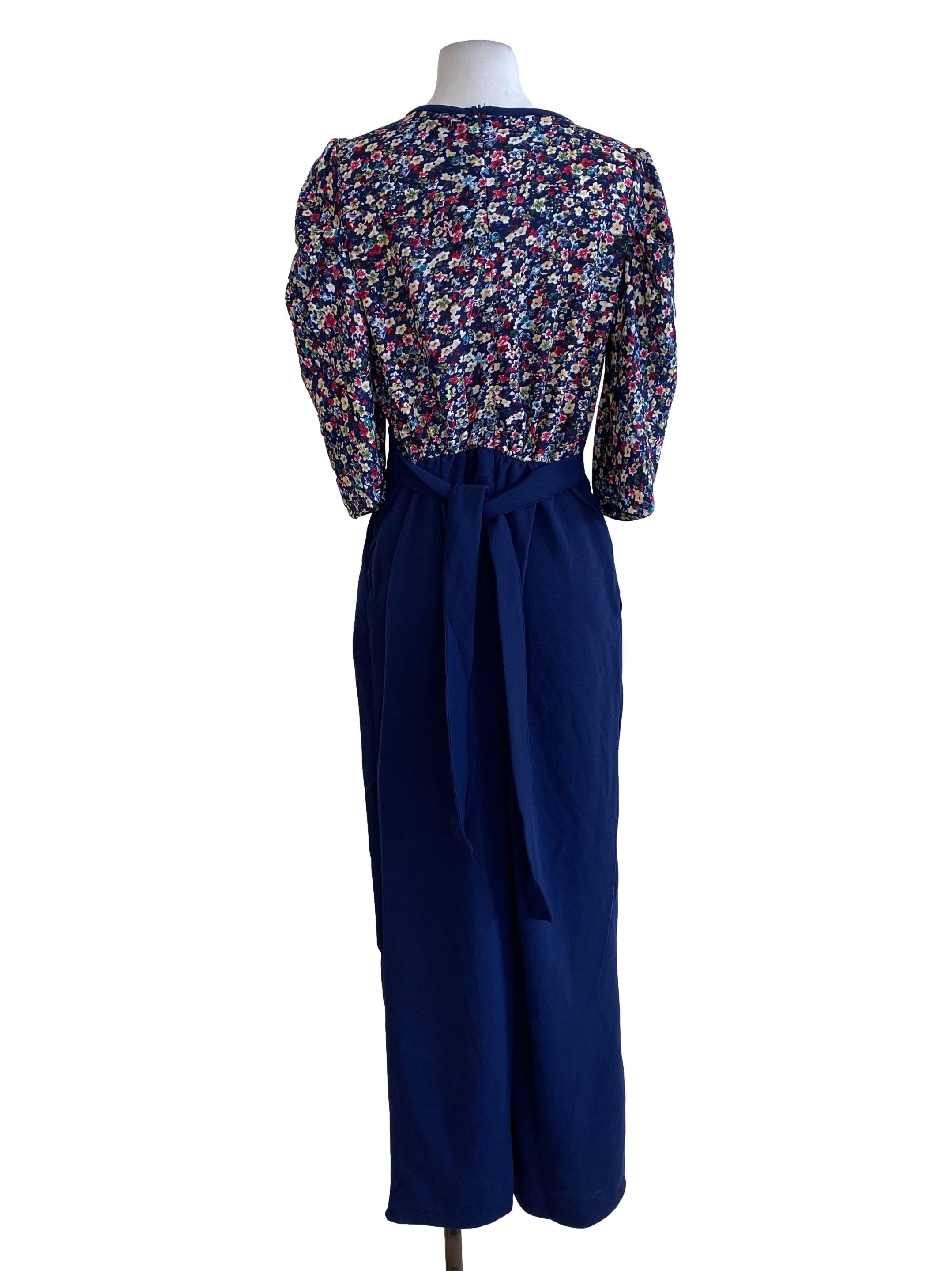 Blue Half Floral Jumpsuits