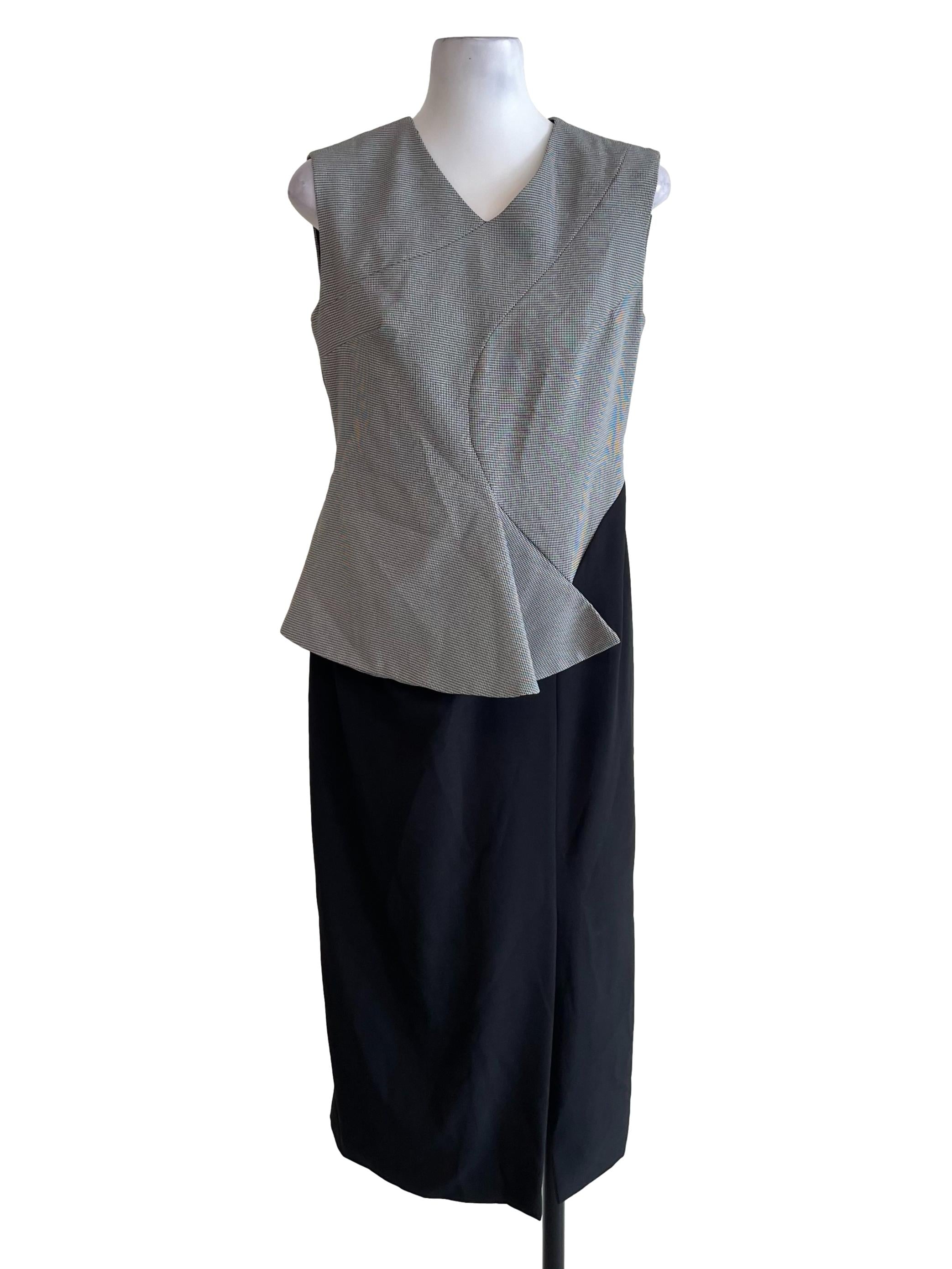 Black Houndstooth Peplum Dress