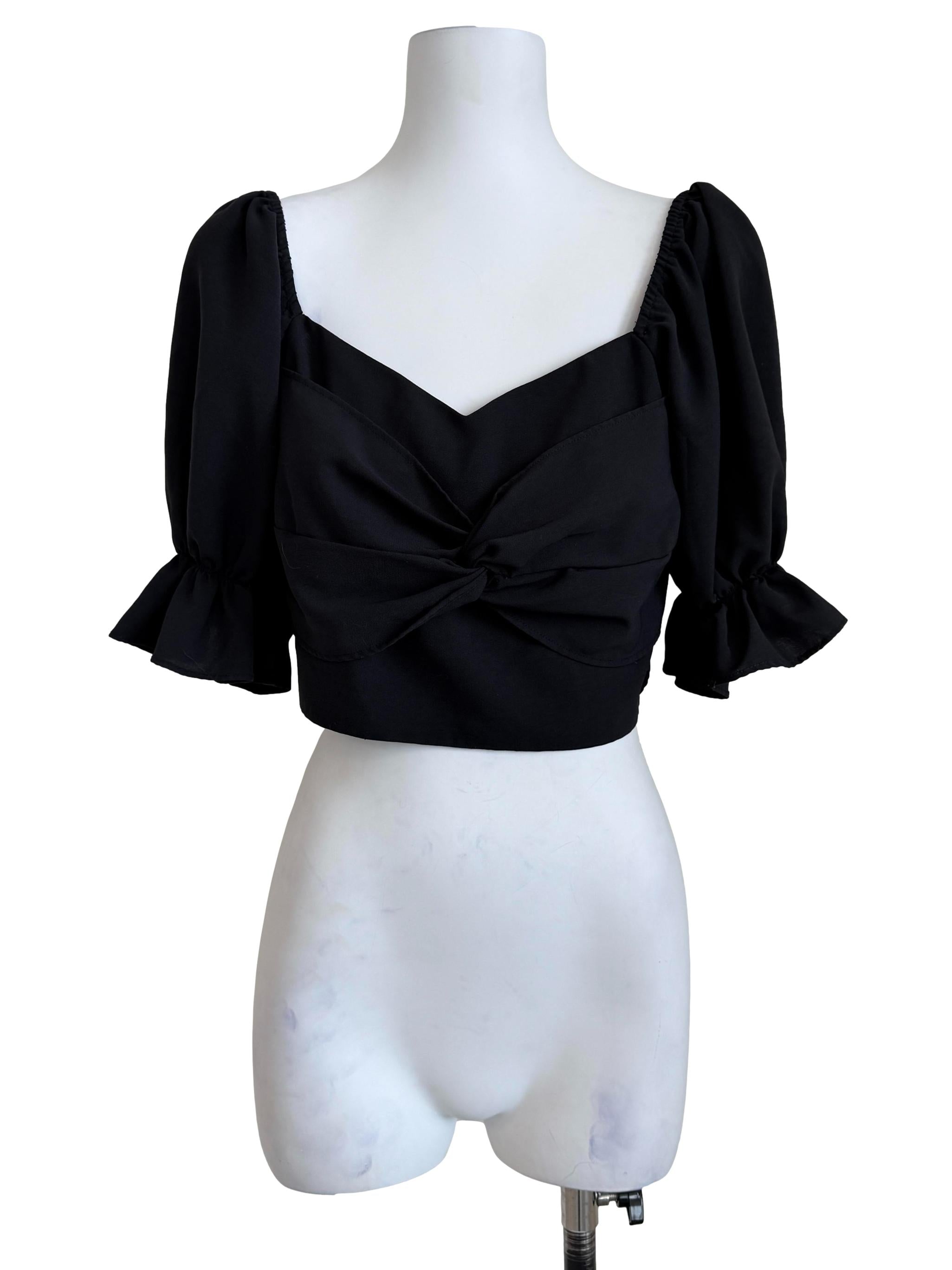 Black Sweetheart Neck Top
