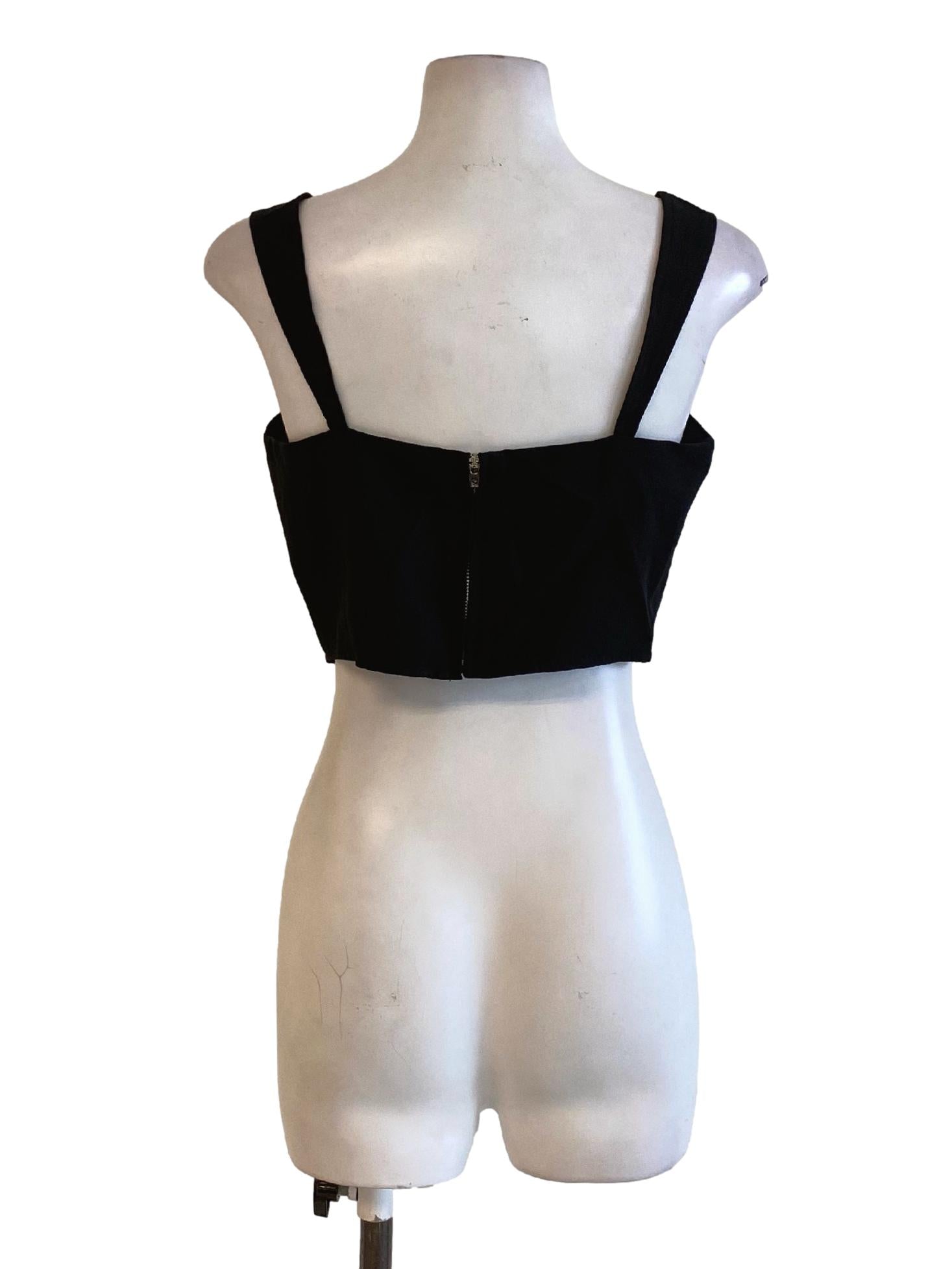 Rich Black Sweetheart Queen Anne Sheath Cropped Top