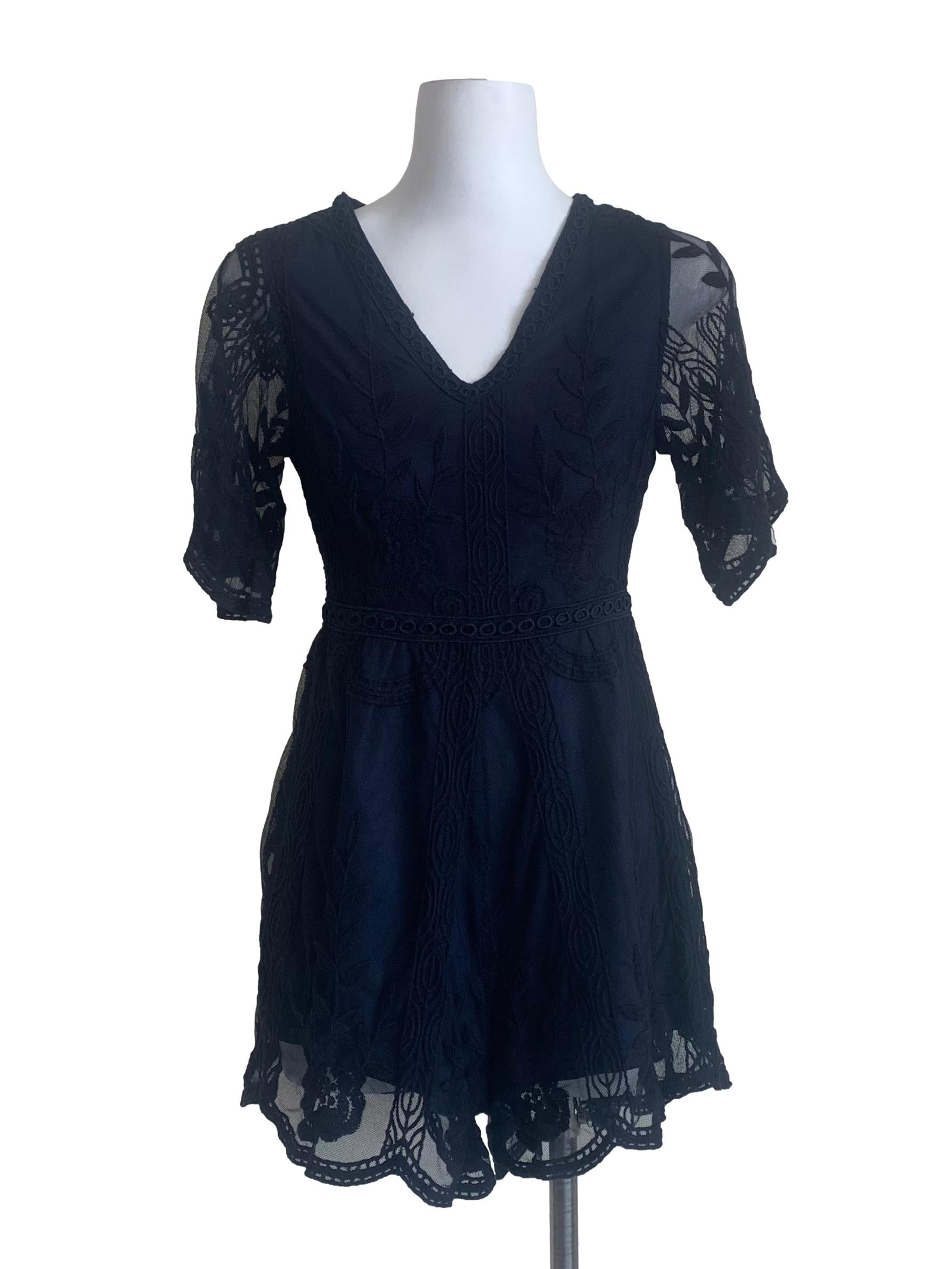 Berry Blue Laced Pattern Romper