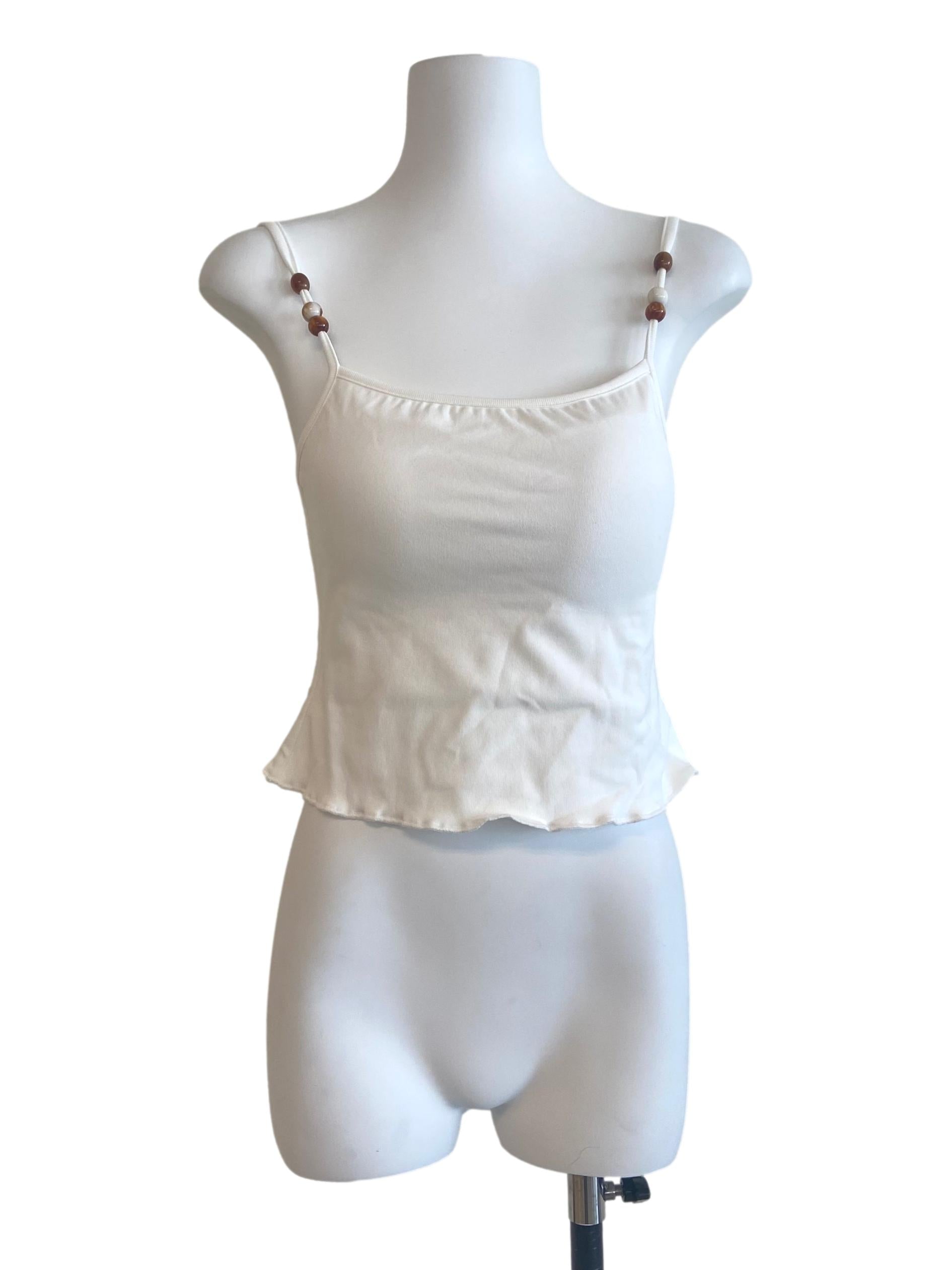 White Spaghetti Straps Twill Blouse