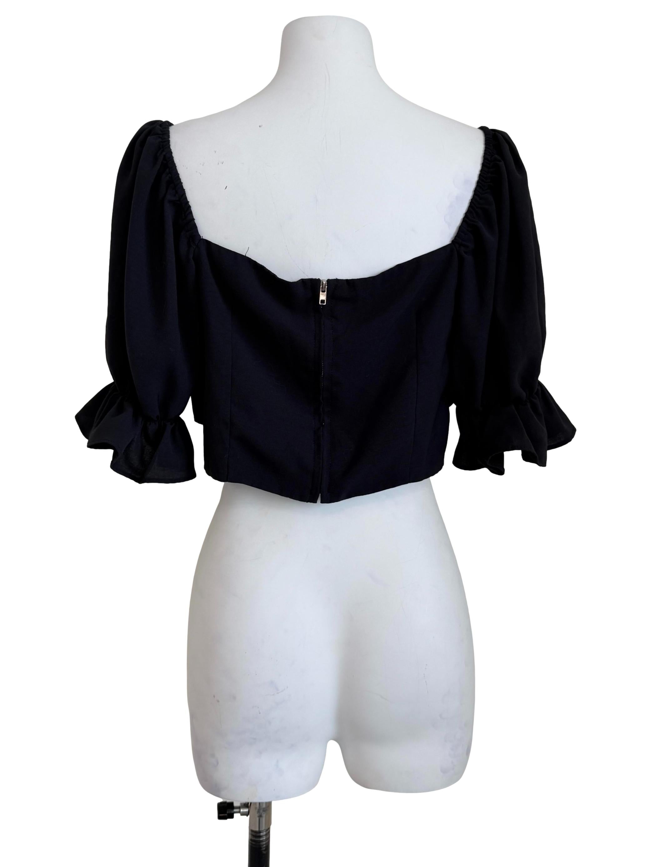 Black Sweetheart Neck Top