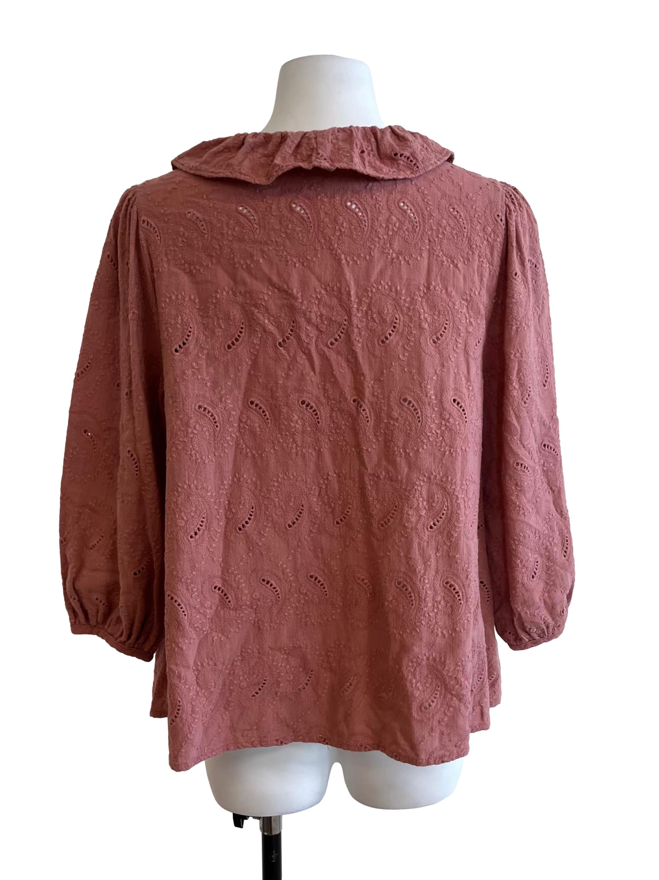 Pink Ruffled Eyelet Blouse