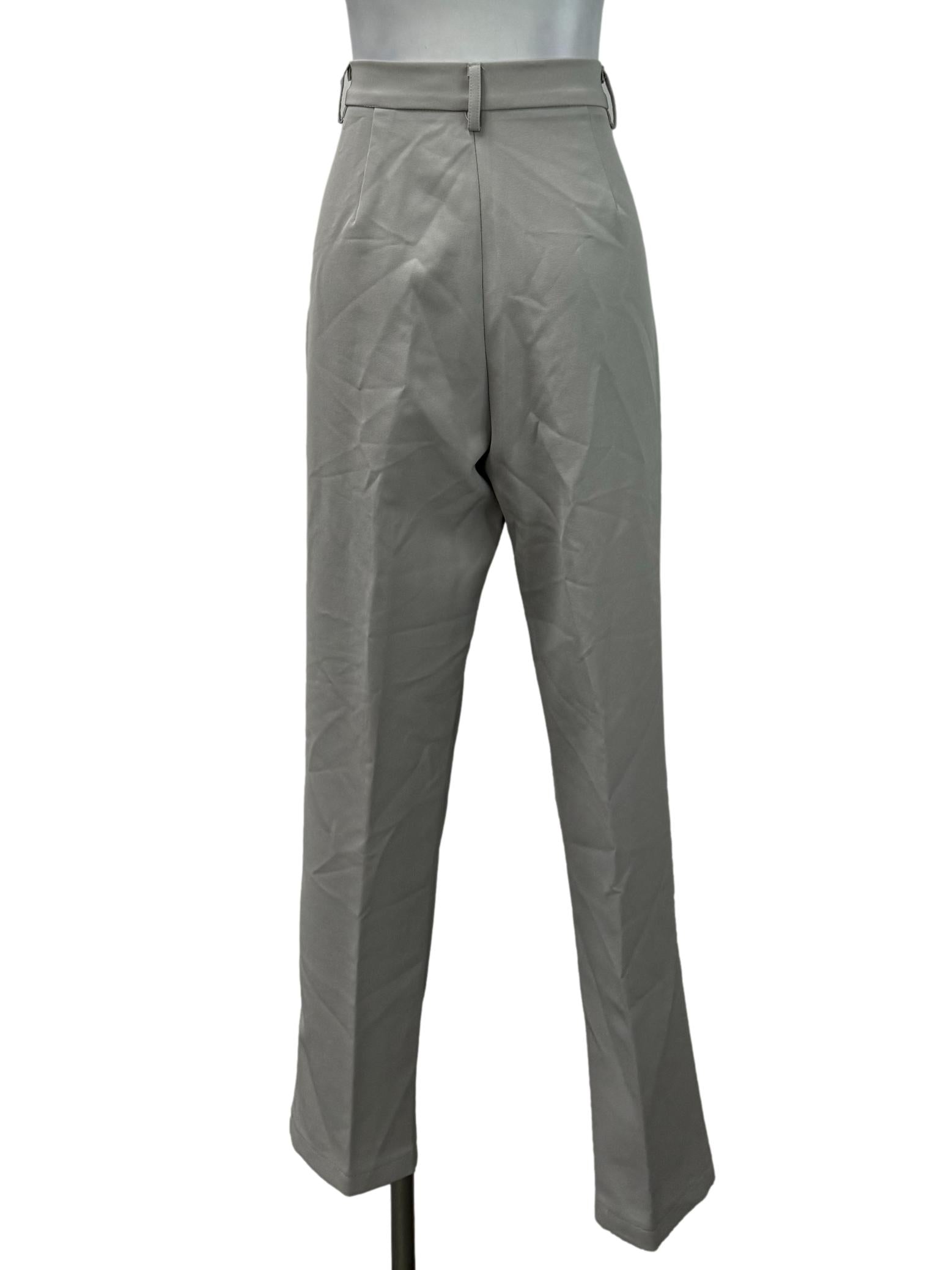 Grey Cropped Fit Formal Pants