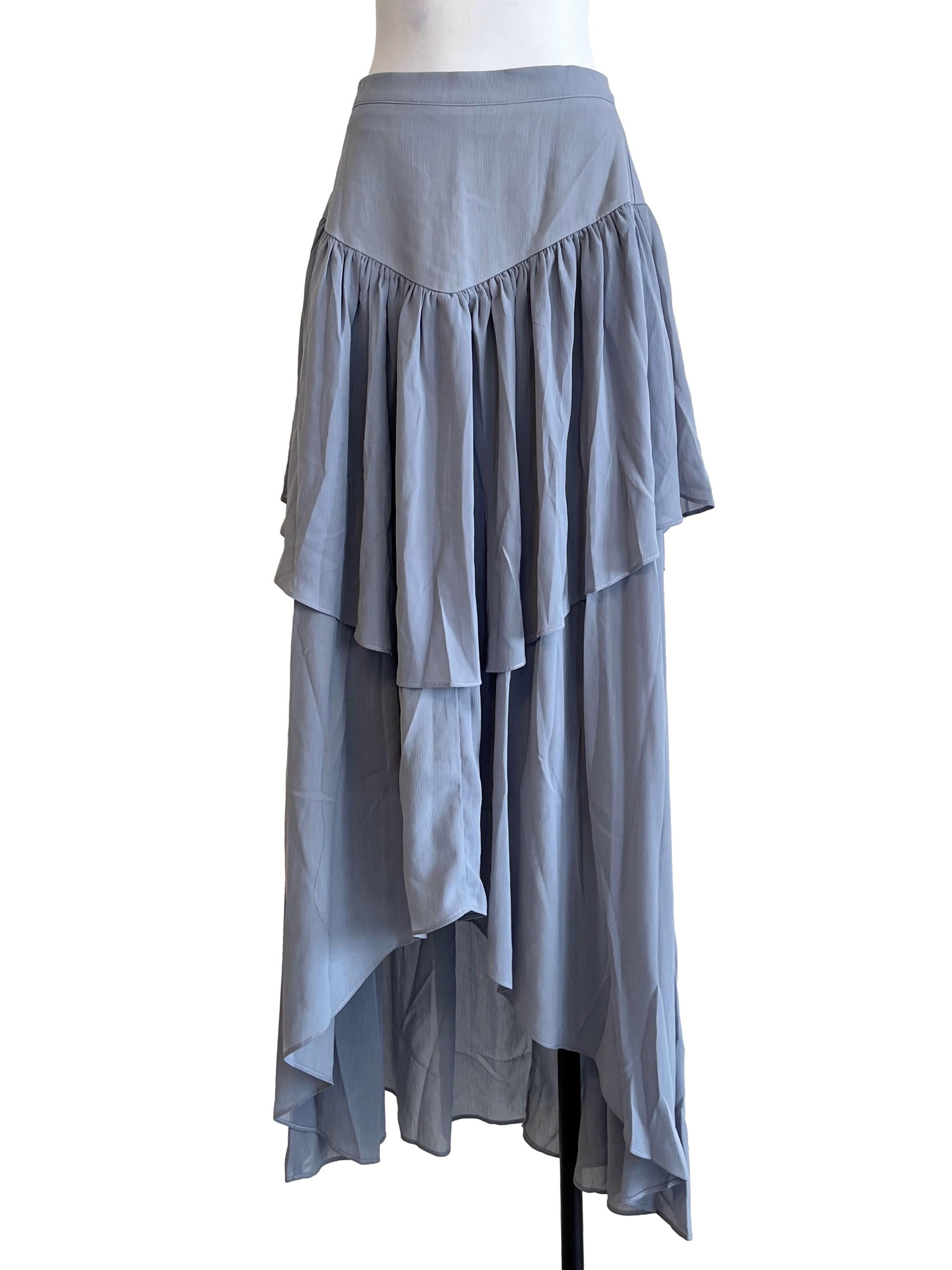 Silver Grey Tiered Skirt