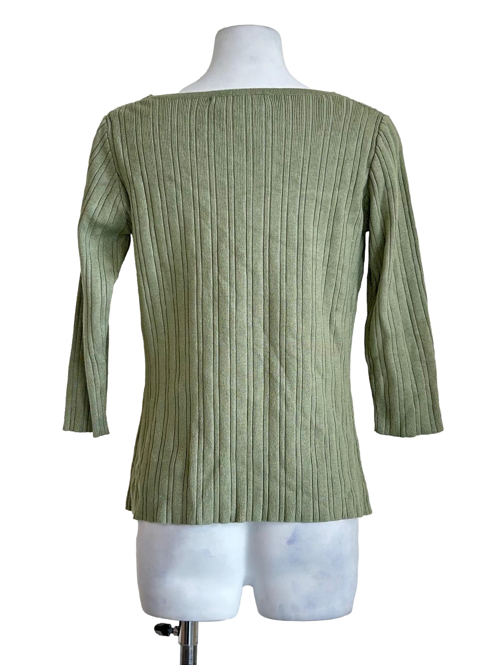 Sage Green Ribbed Long Sleeve Top