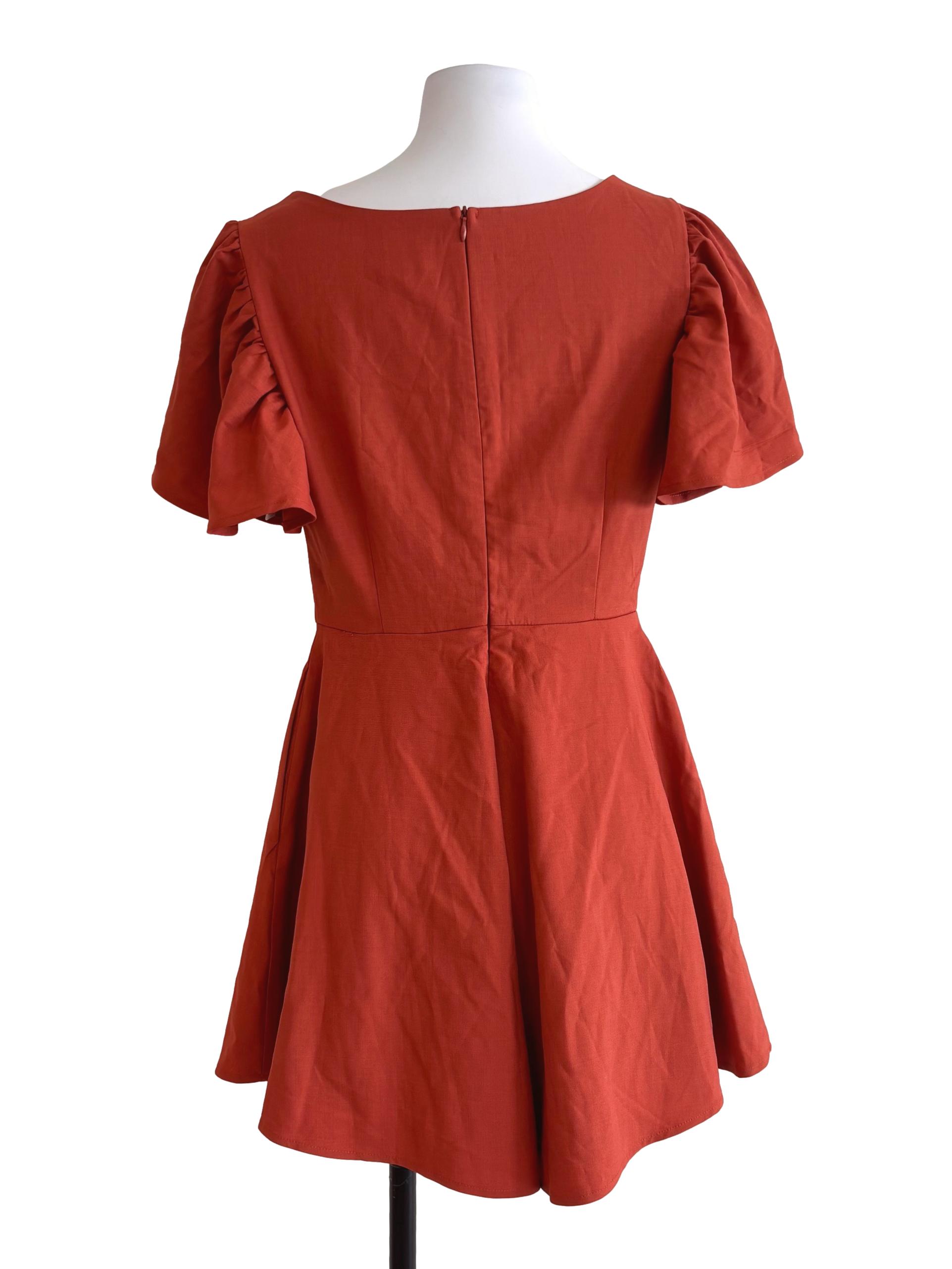 Burn Orange Square Neck Romper TTR