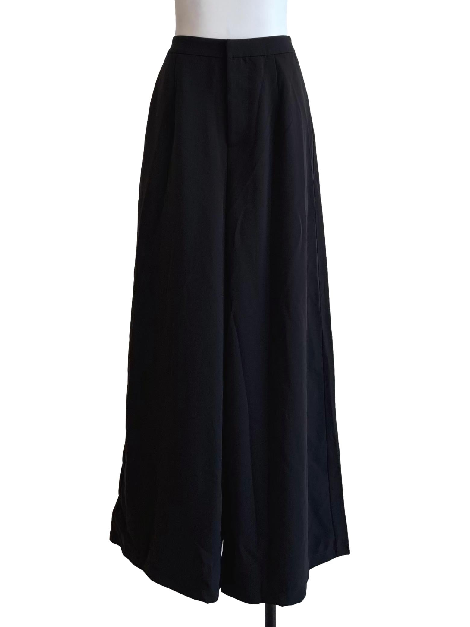 Black Pleated Wide-Leg Trousers OSN