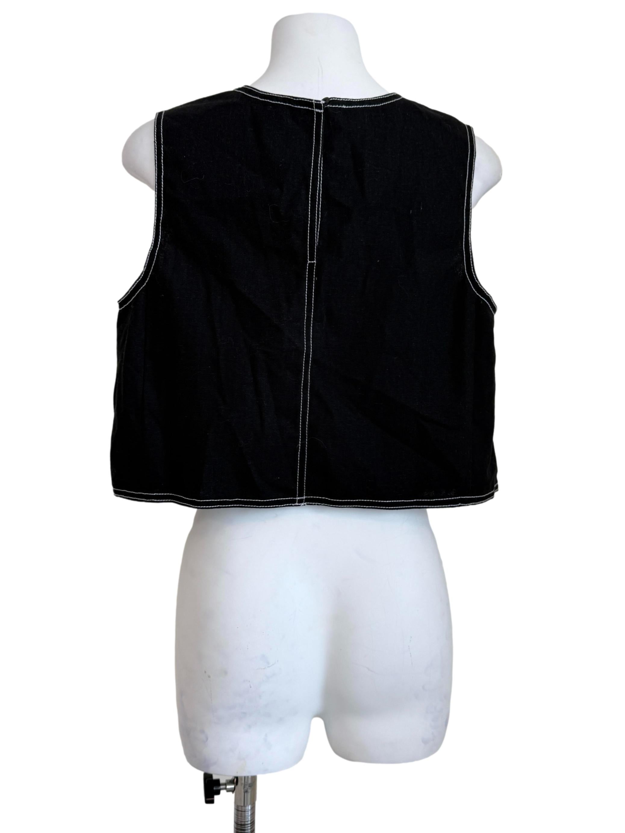 Denim Black Round Neck Top