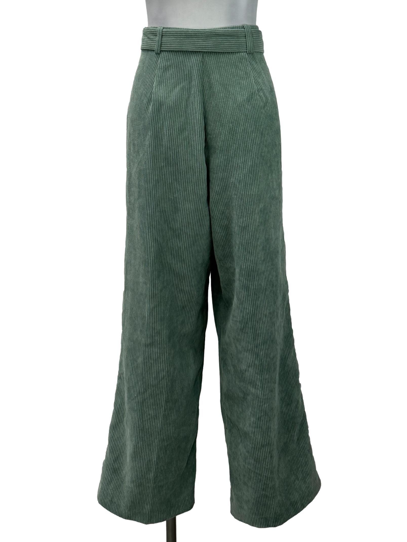Green Corduroy Regular Straight Pants