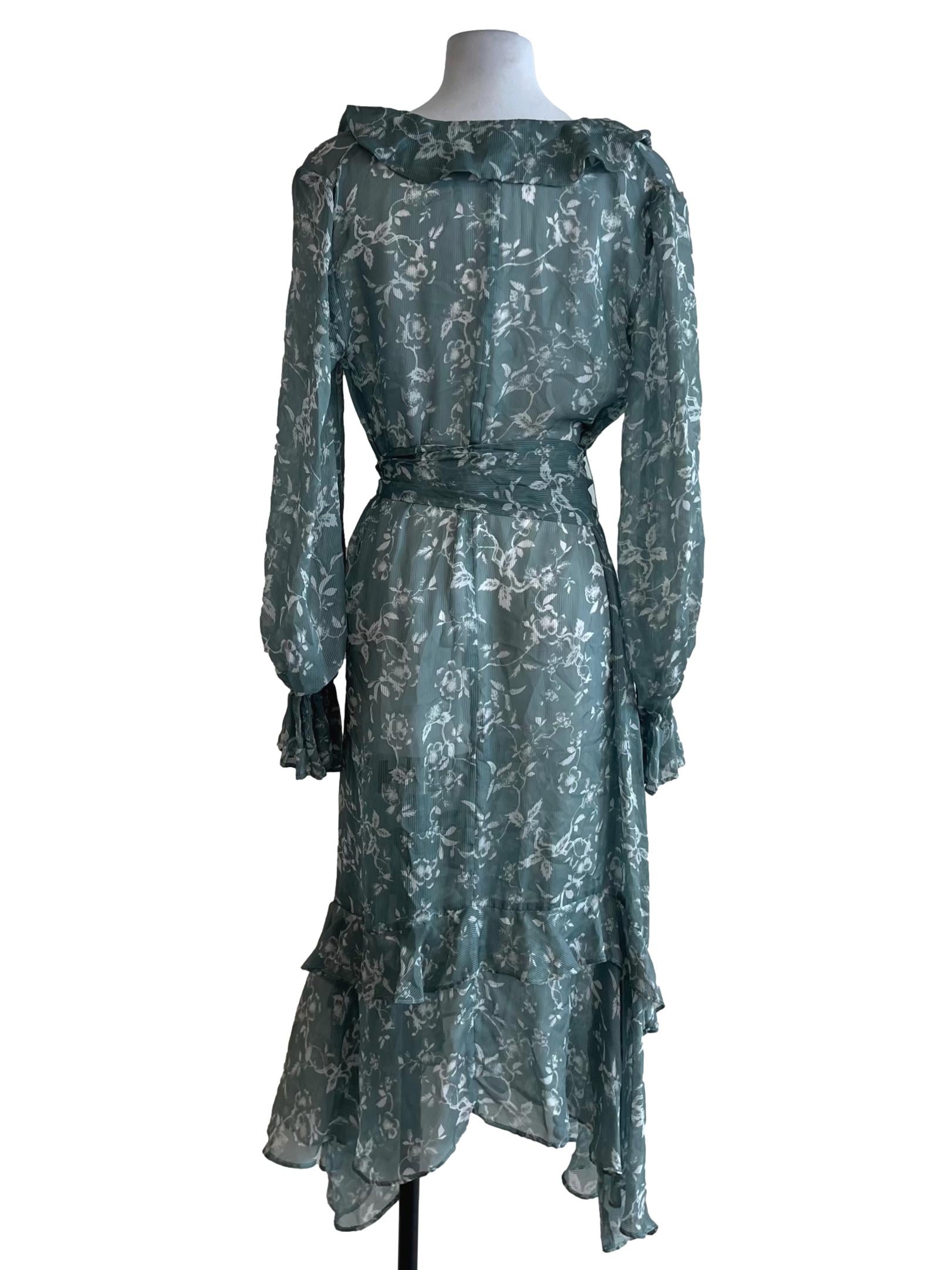 Ocean Blue Floral Empire Dress