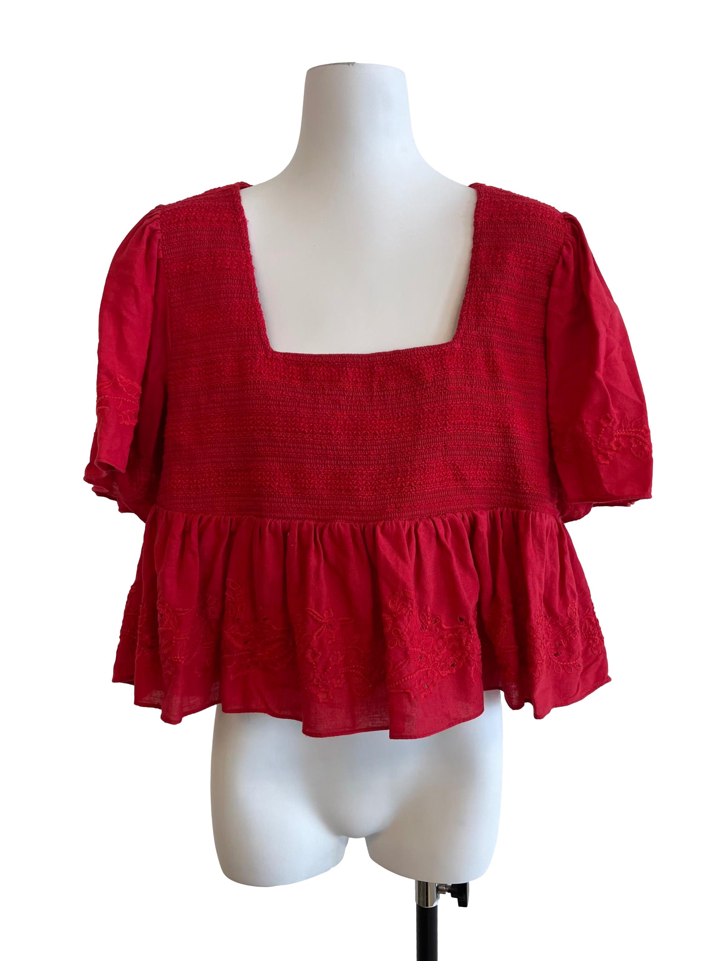 Chili Red Square Neck Babydoll Top