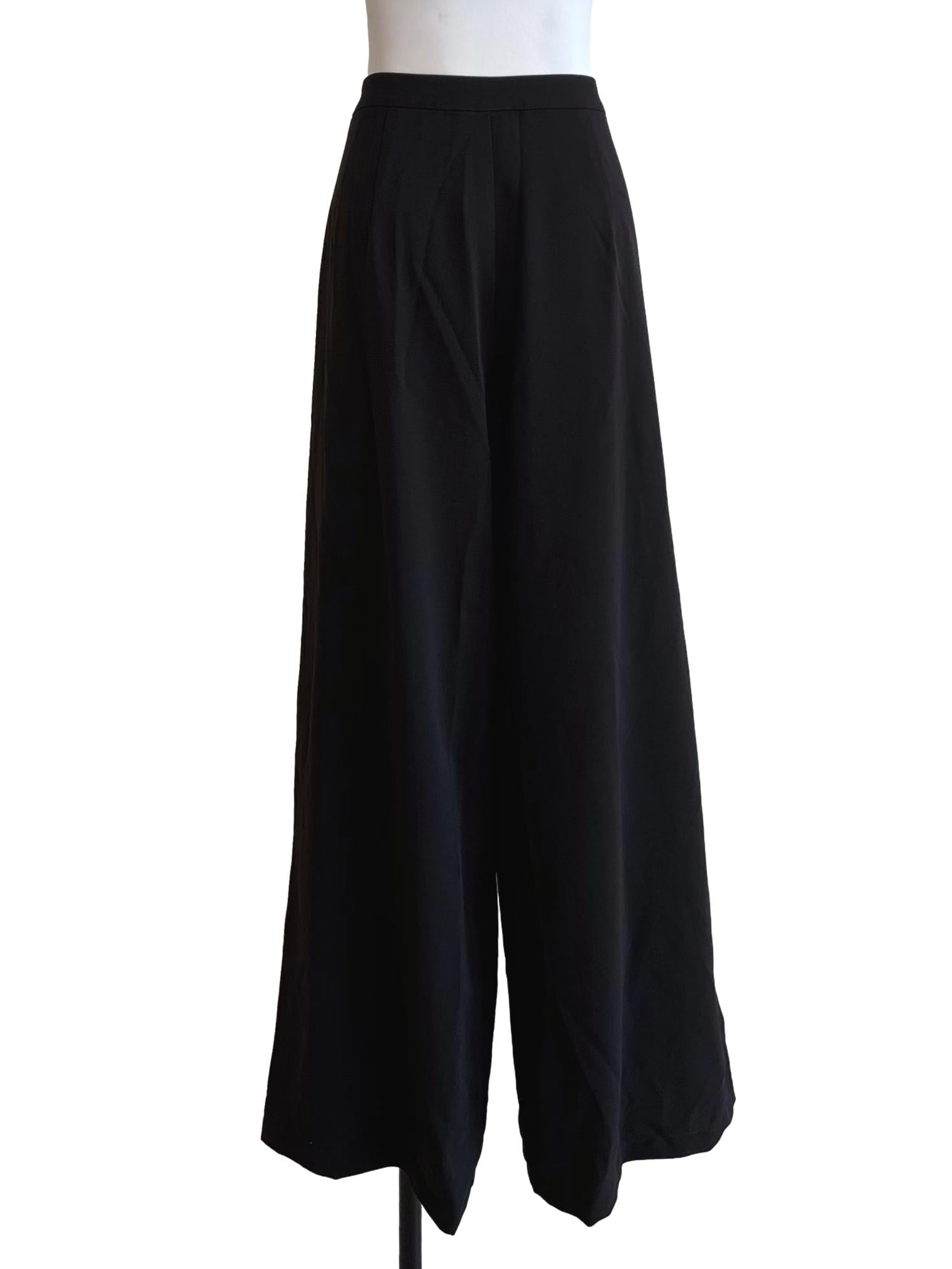 Black Pleated Wide-Leg Trousers OSN