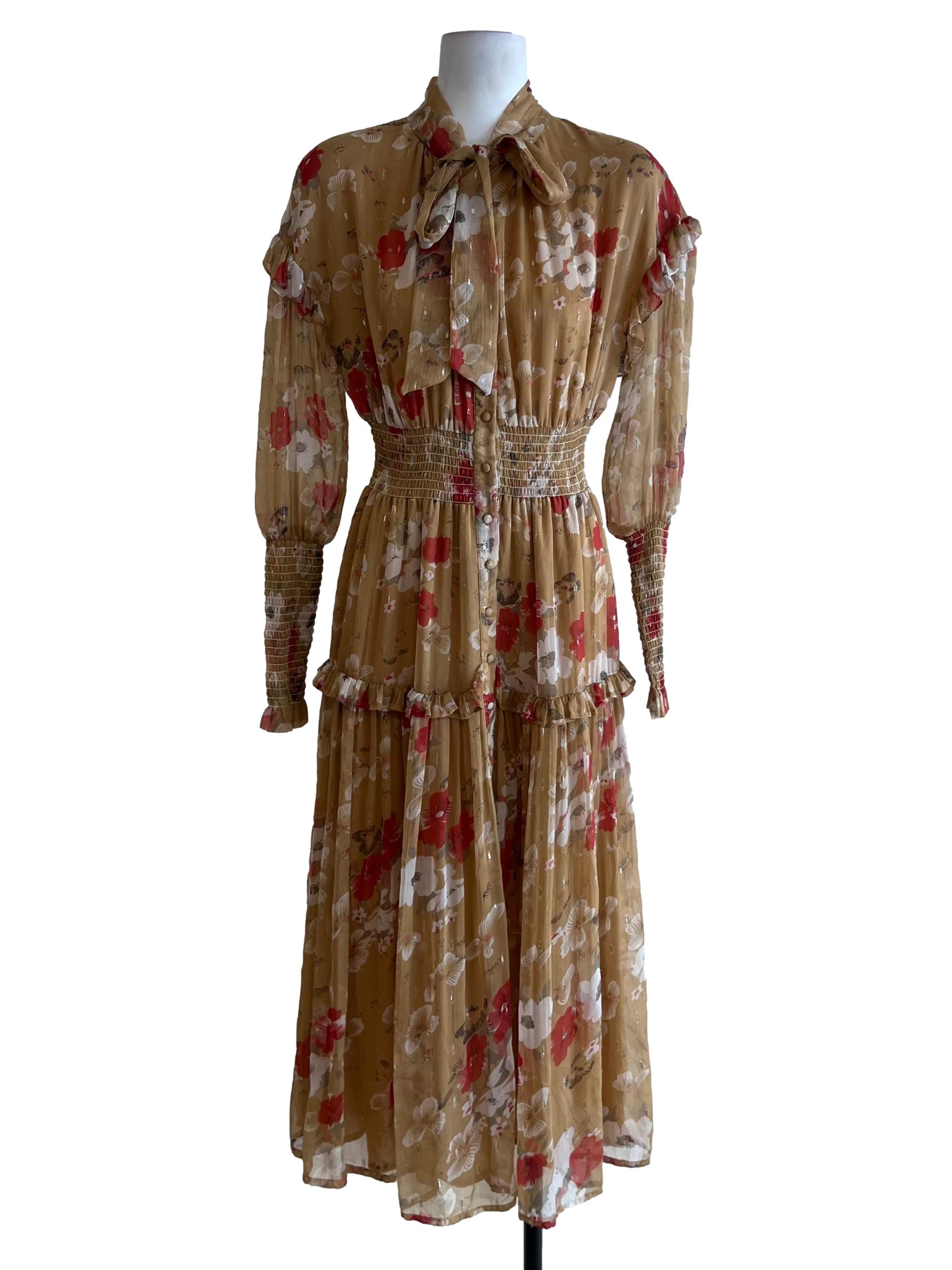 Tortilla Brown Floral Empire Dress