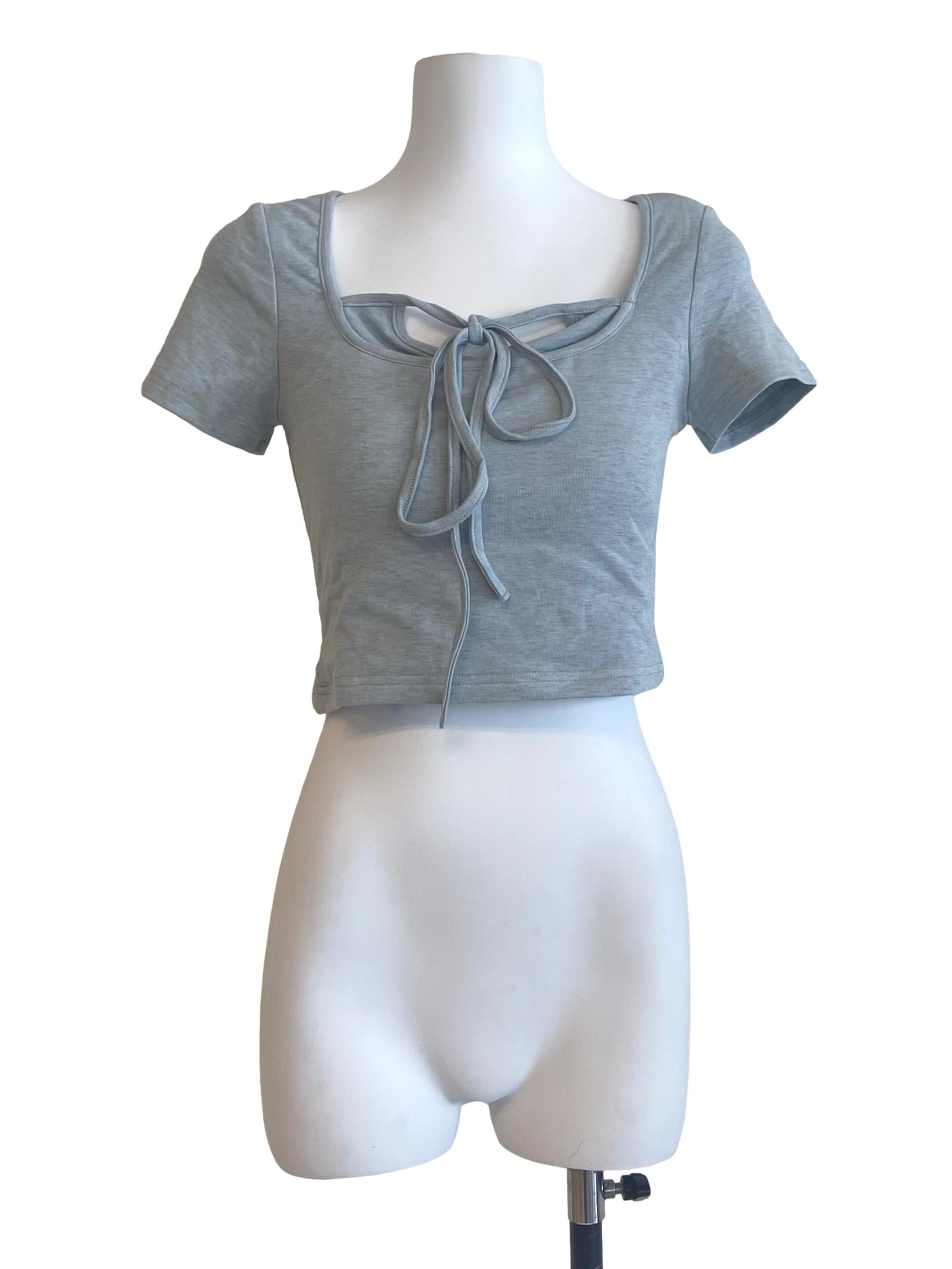 Coin Grey Square Neck Twill Top