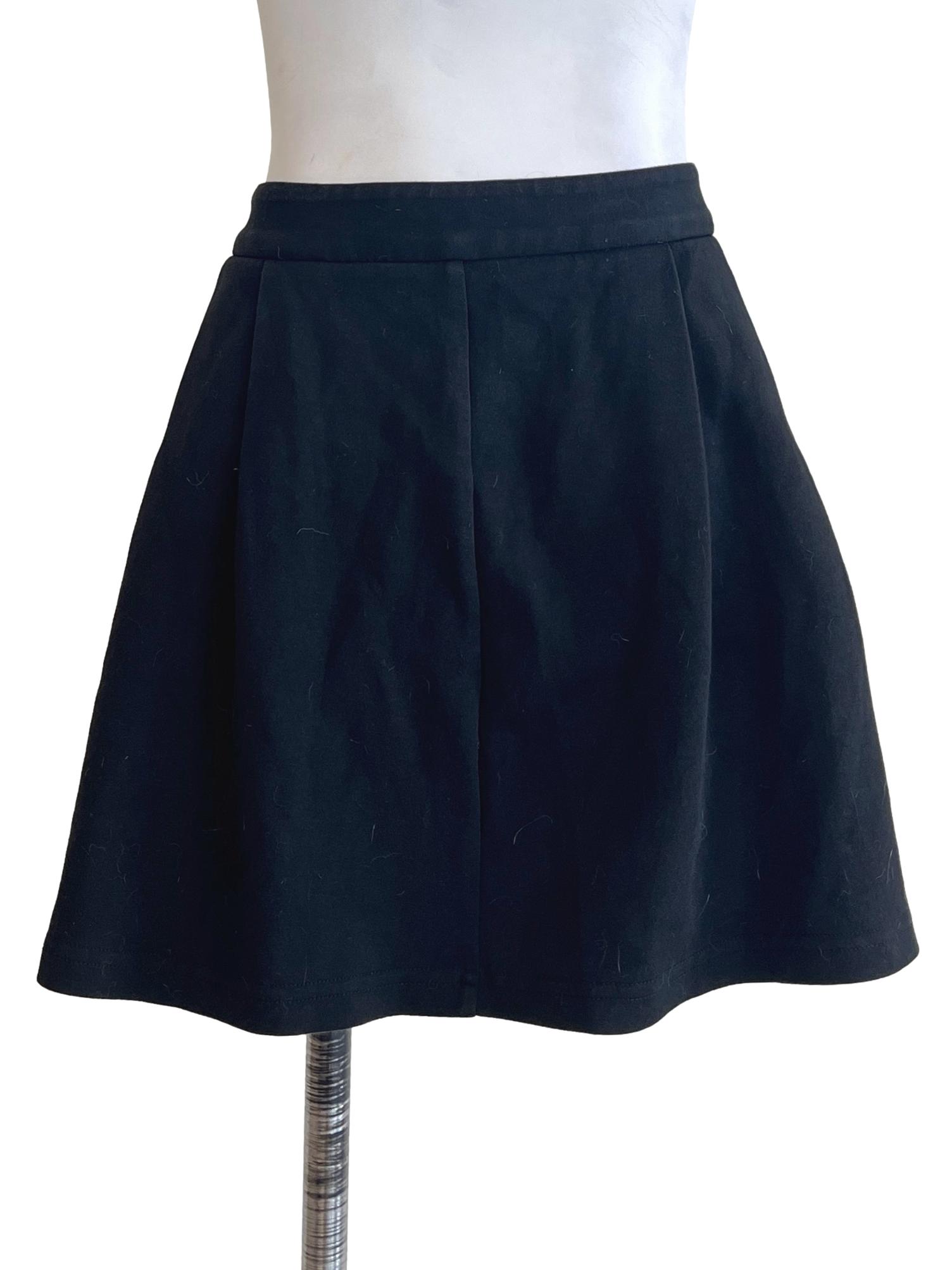 Ink Black Pleated A-Line Skirt