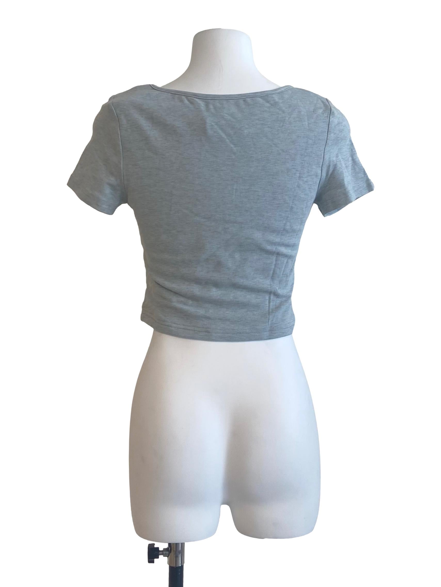 Coin Grey Square Neck Twill Top