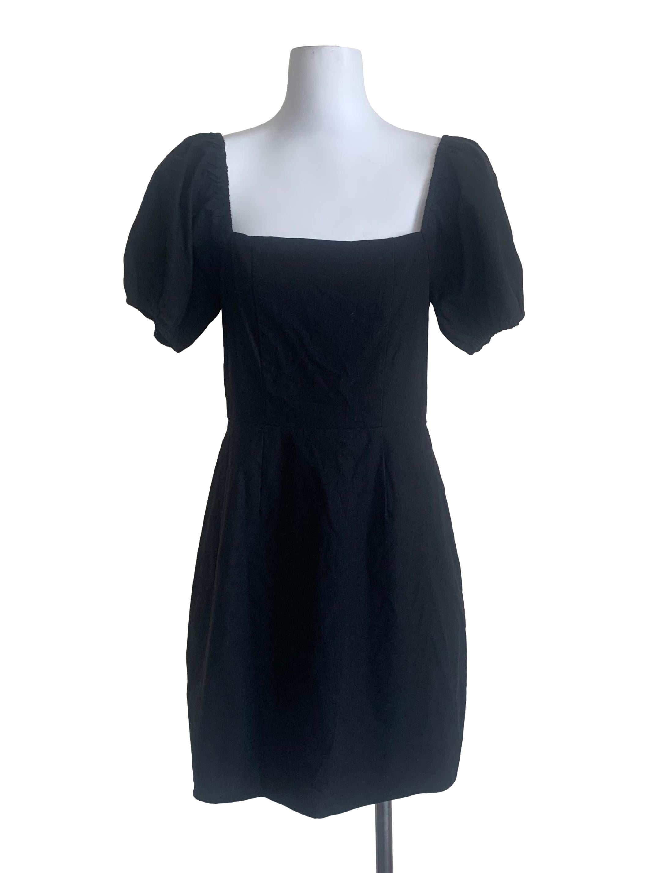 Oil Black Square Neck Dress